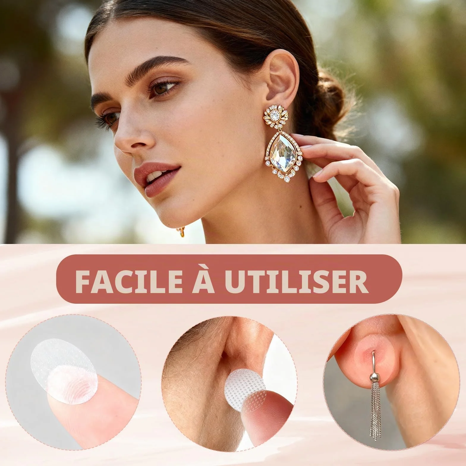 Patchs de Support pour Lobes d'Oreilles Transparents Autocollants 500 Pièces Protection Piercing