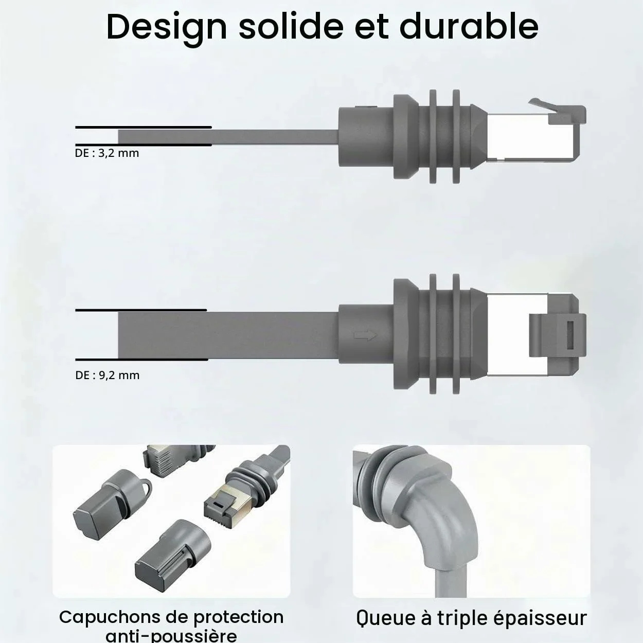Elfcam - 30m Câble Ethernet Plat Cat 6A pour Starlink Gen 3 et Mini – 10Gbps, RJ45, IP68 Étanche, 9.2x3.2mm, Intérieur/Extérieur, Haute Vitesse et Flexible pour Installation Murale