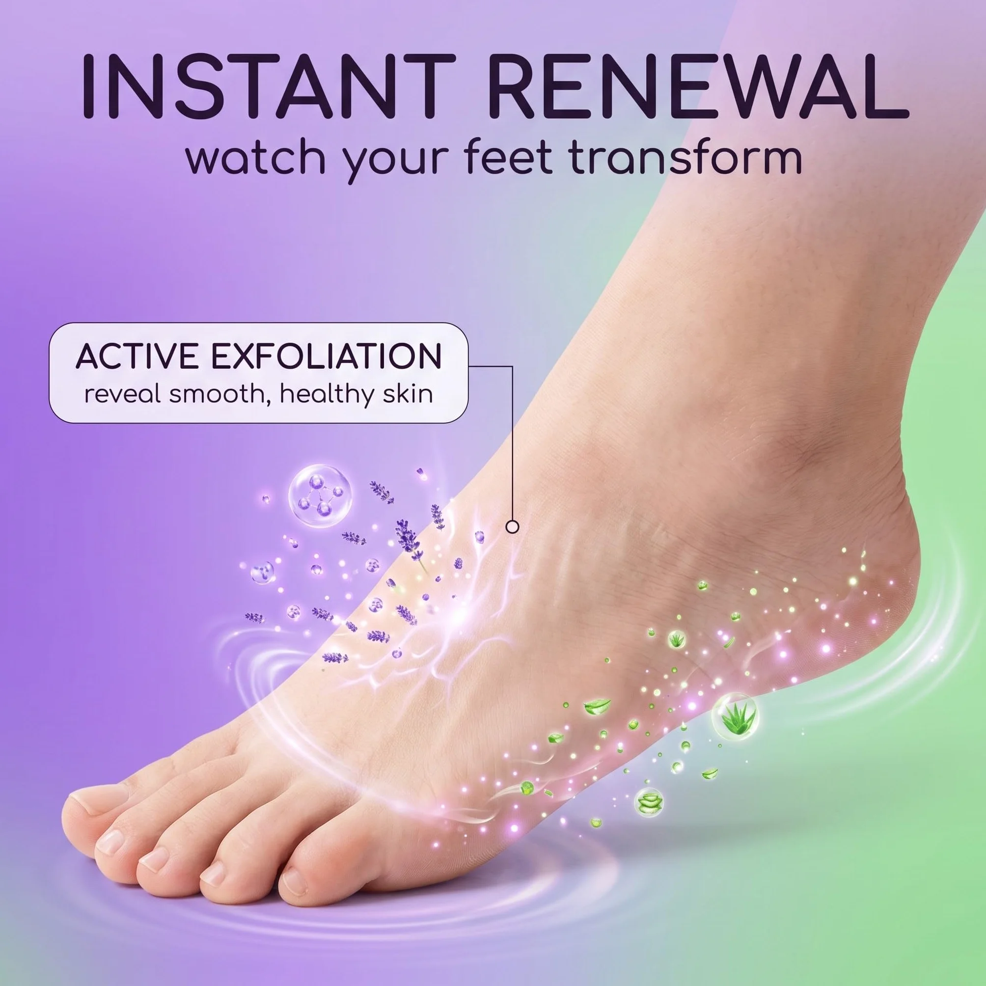Masque Pied Peeling Exfoliant Aloe Vera Lavande, Soin Pied Éliminer Callosités Peaux Mortes Hydratation Intense
