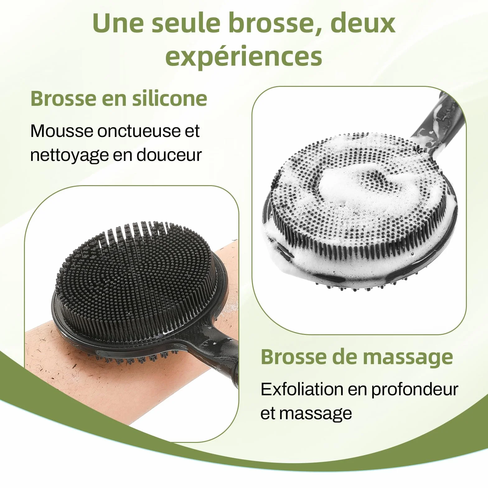 Brosse de dos télescopique 58,5 cm manche long double face gommage massage douche
