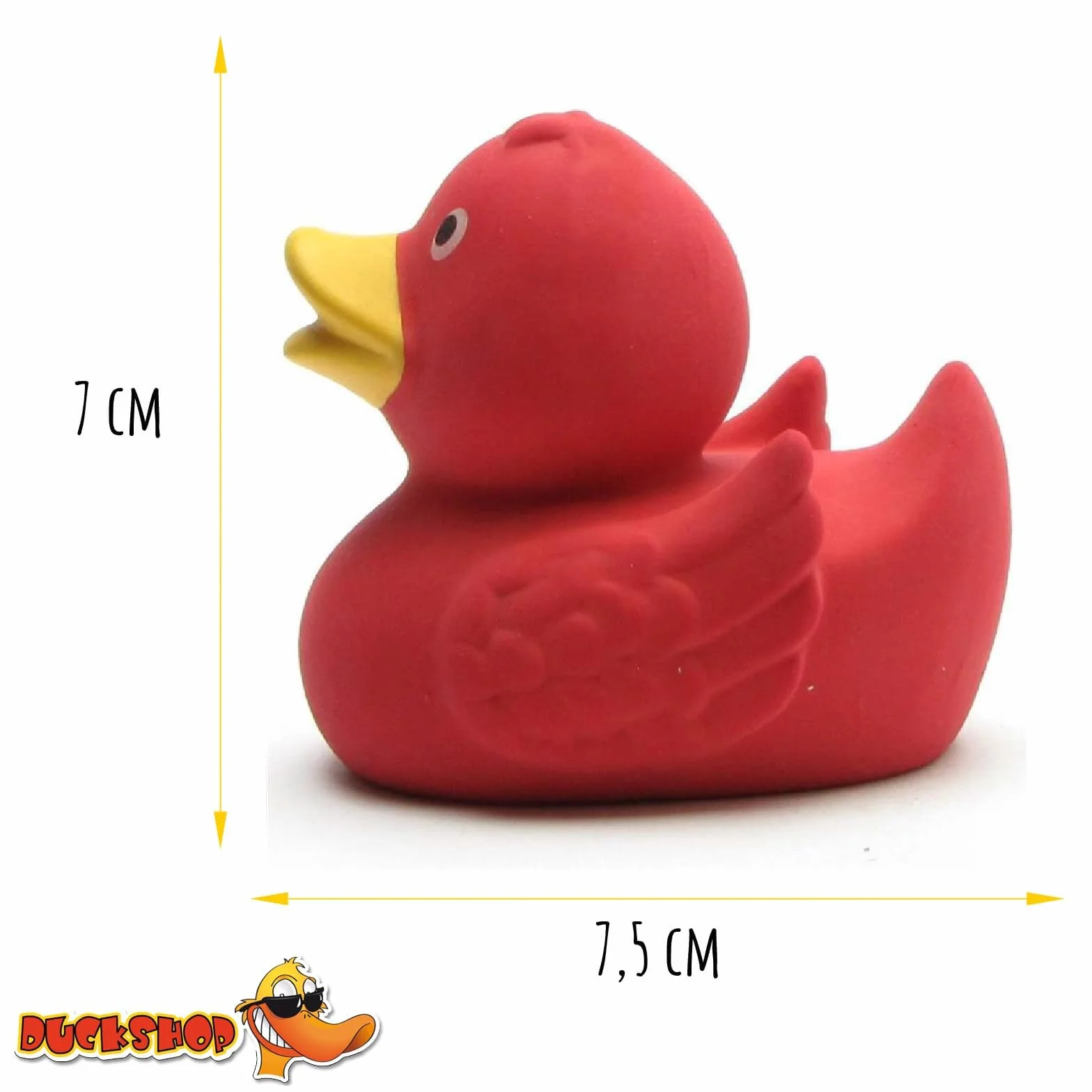 Canard de bain en caoutchouc naturel rouge 7,5 cm