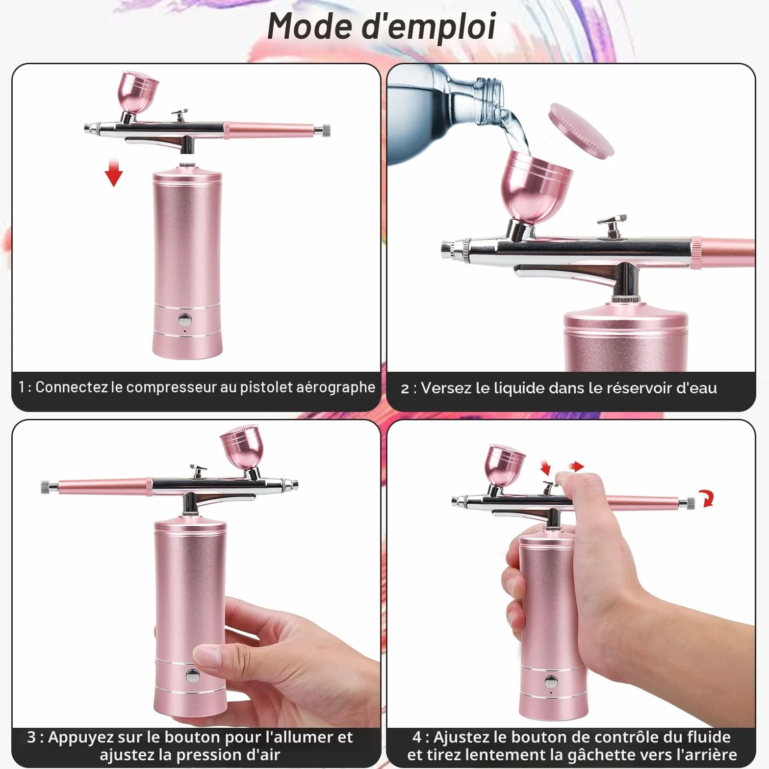 Airbrush Kit Rechargeable Cordless Airbrush Compressor Auto Handheld Airbrush Gun Portable Wireless Air Brush for Nail Art Cake Decor Makeup Model Painting