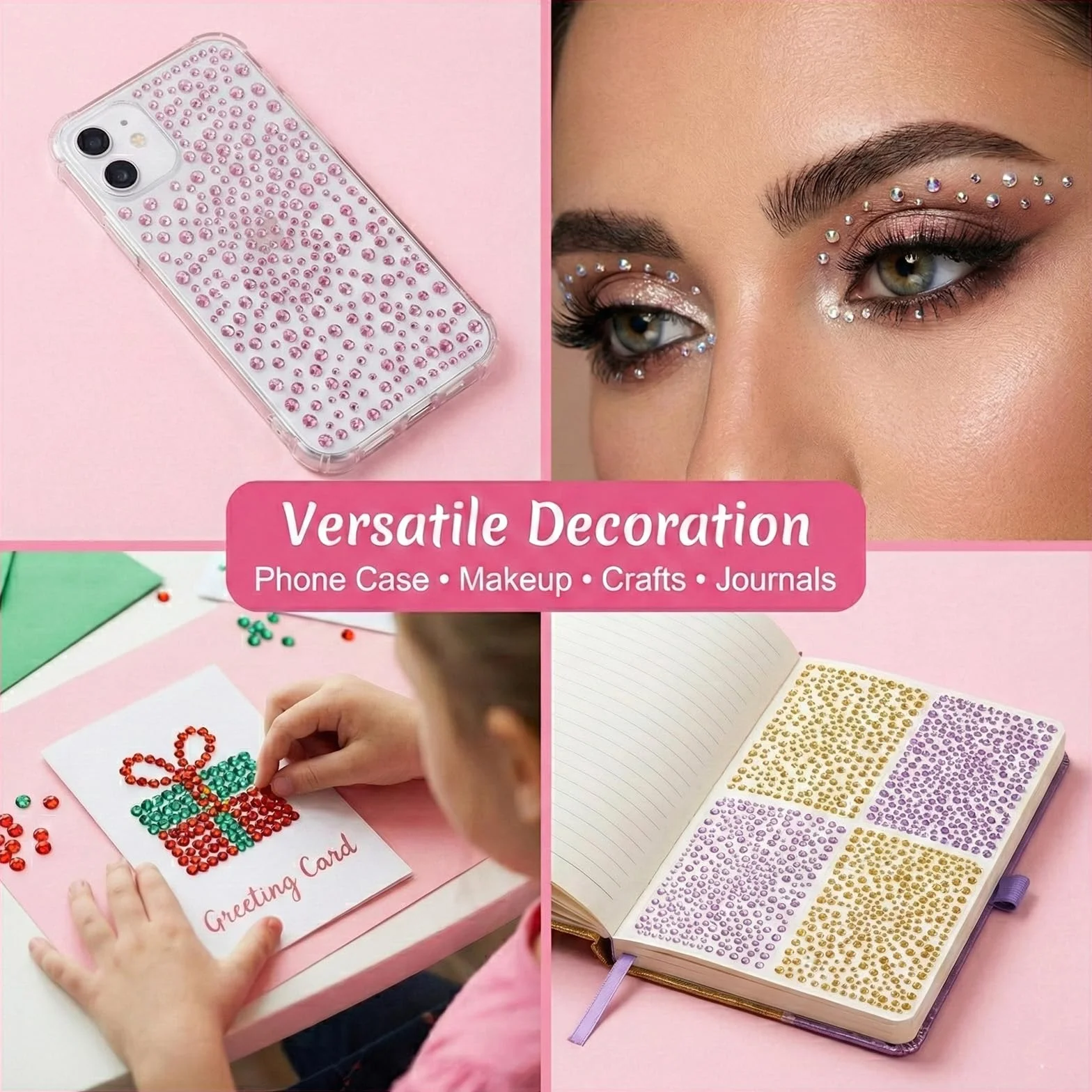 Strass Autocollants Cristal, Autocollant Diamant pour Maquillage Visage, Ongles, Bijoux DIY Artisanat