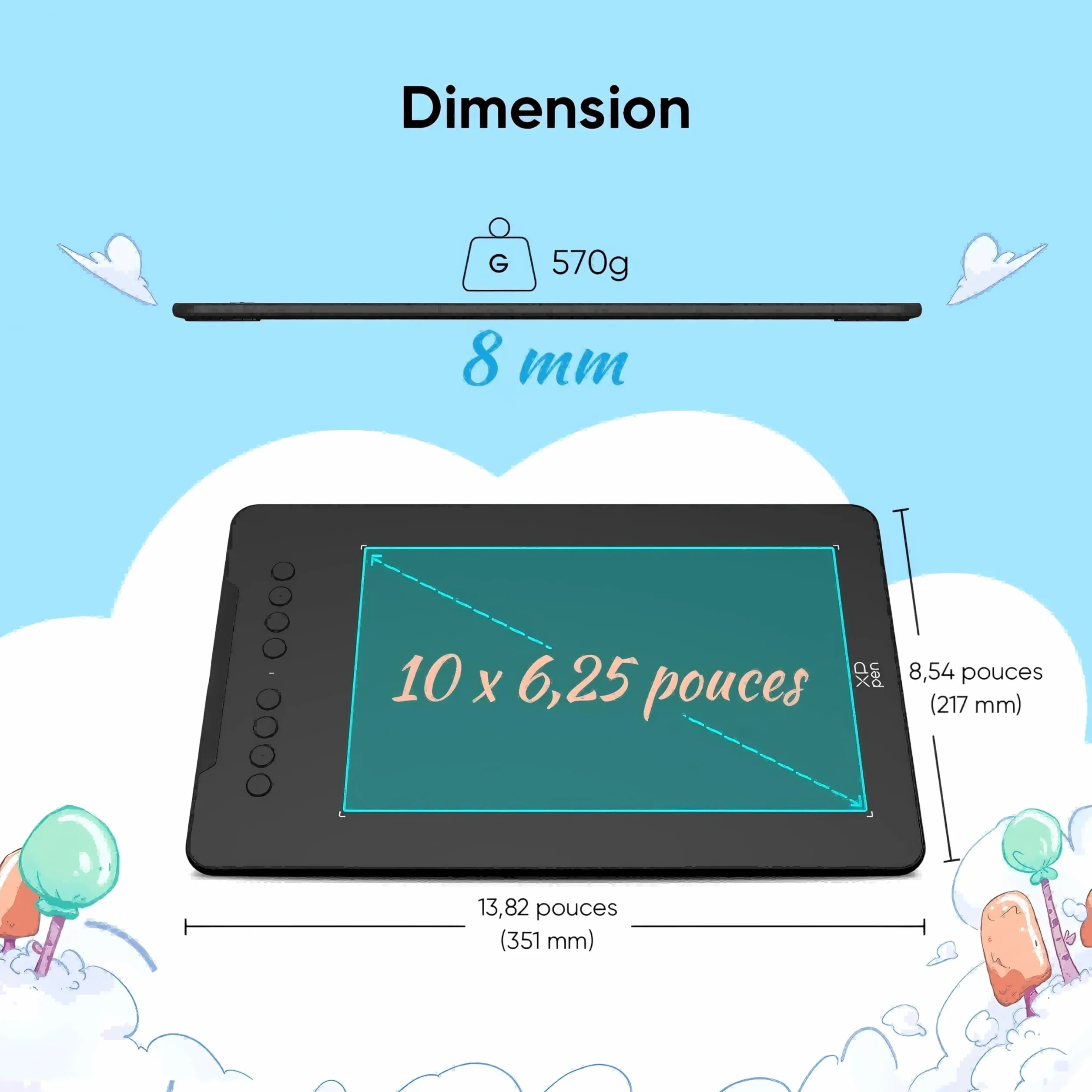 XPPen DECO01V3 Tablette Graphique Dessin 10x6 Pouces Stylet Passif 16384 Niveaux Inclinaison 8 Raccourcis