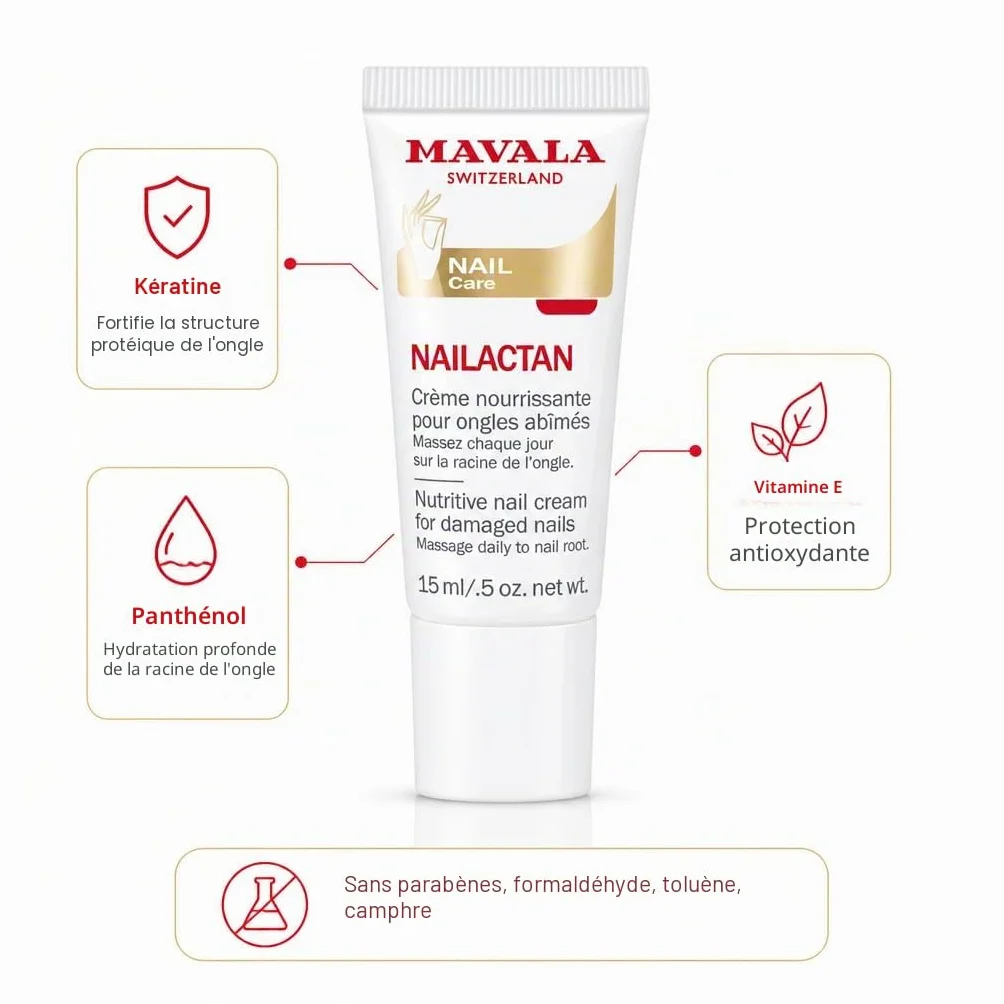 Mavala Crème Nourrissante Nailactan pour Ongles Abîmés Soin Réparateur 15ml