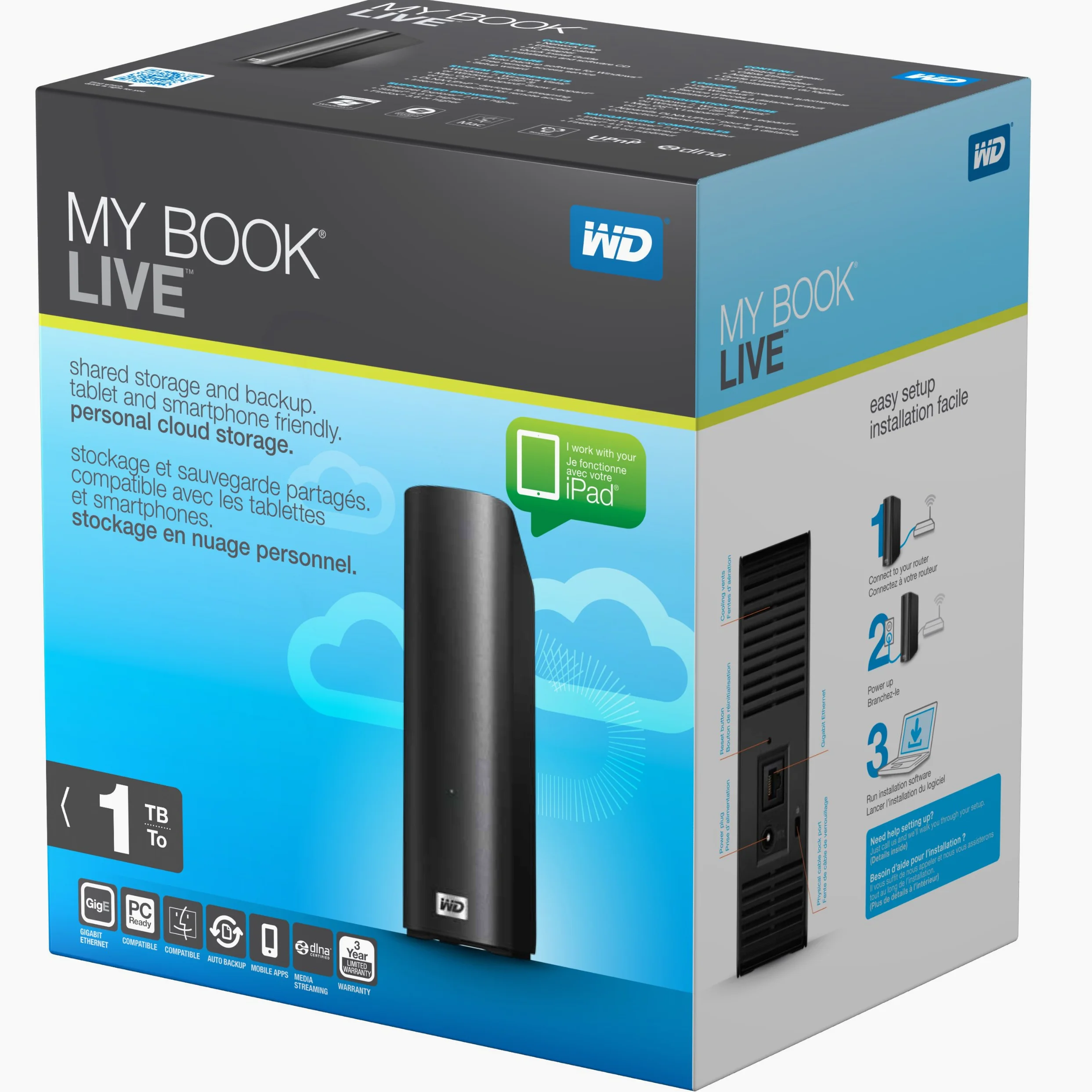 Western Digital My Book Live Disque Dur Externe Noir 1000 Go