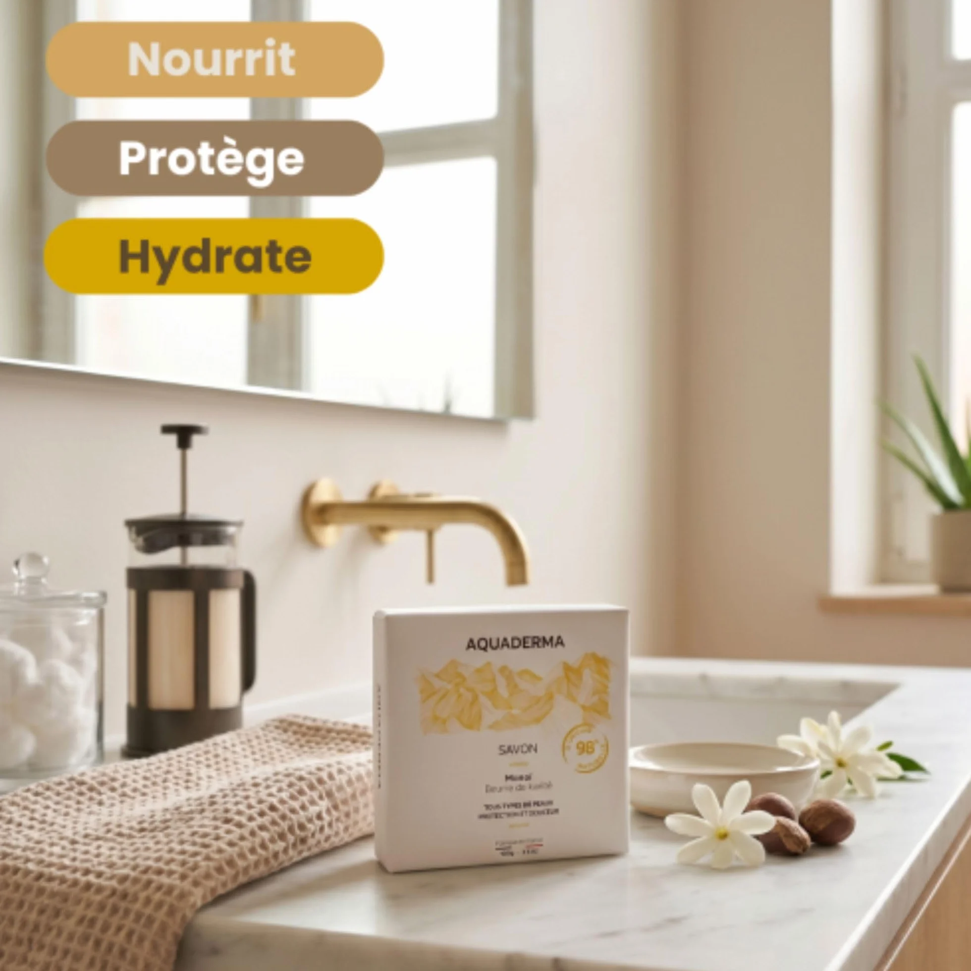 Savon Monoï 100 g – Savon Solide Parfumé – Nettoyage Doux Corps & Mains – Parfum Exotique