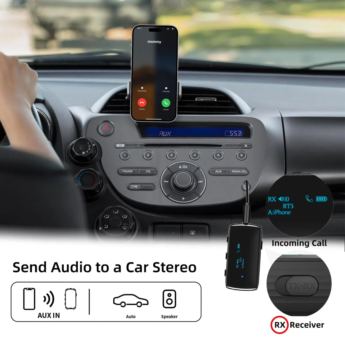 Adaptateur Bluetooth 5.2 pour avion jusqu'à 2 Airpods/casque, émetteur audio Bluetooth jack 3,5 pour TV et gymnases, répartiteur sans fil pour haut-parleurs et voiture avec micro