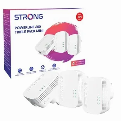 STRONG Kit Adaptateur CPL AV600, Extension Ethernet CPL HomePlug AV2, Plug et Play, sécurité simplifiée, Mode économie d'énergie, portée de 300 mètres, Ports LAN 100 Mbit-s