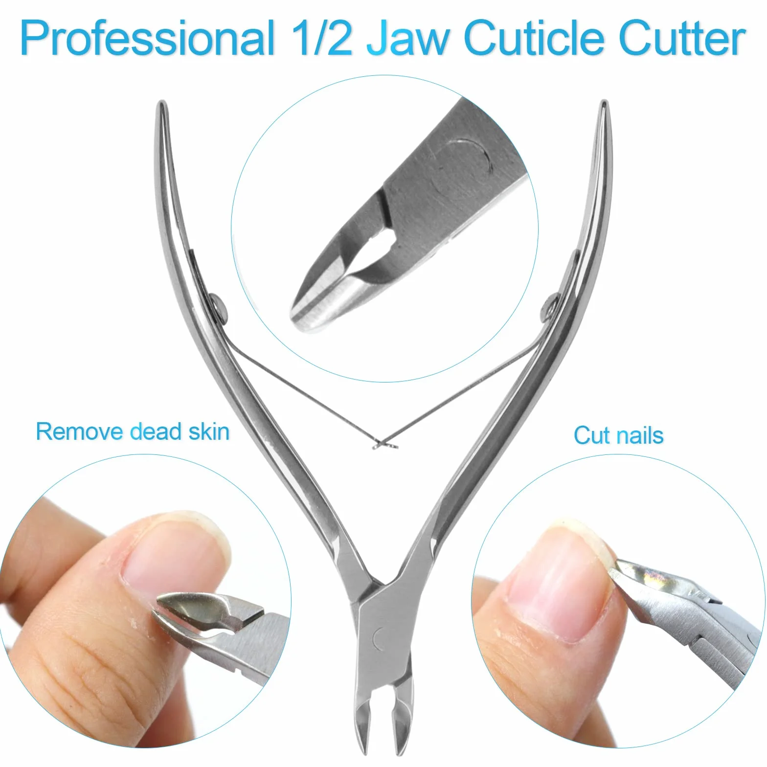 Sularpek Pinces à Cuticules Acier Inoxydable 3 en 1 Repousse Cuticule Professionnel Outils Manucure Pédicure Argent