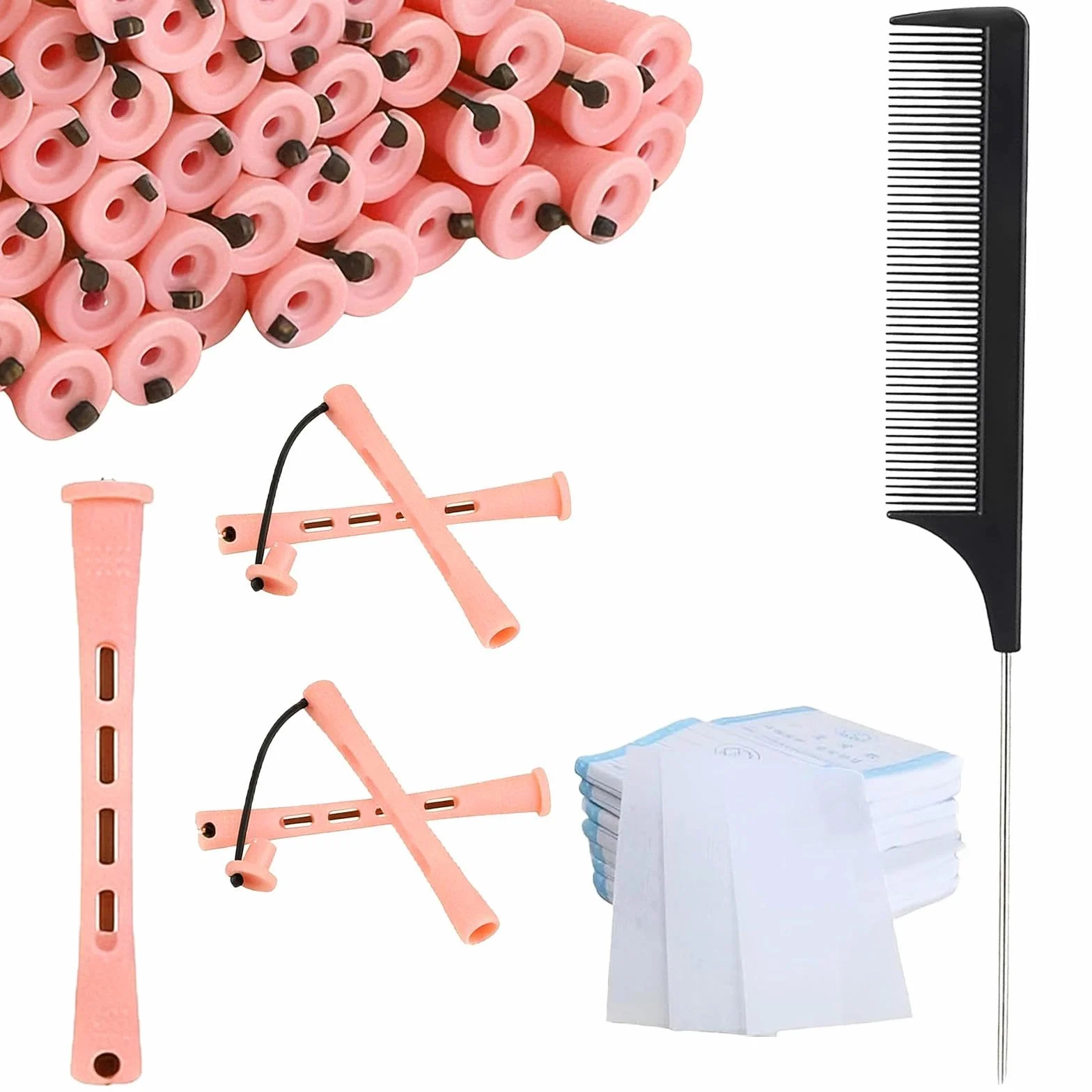 Kit Permanente Cheveux avec Bigoudis 0,51 Pouce, Set de Bouclage avec Couvercles et Peigne