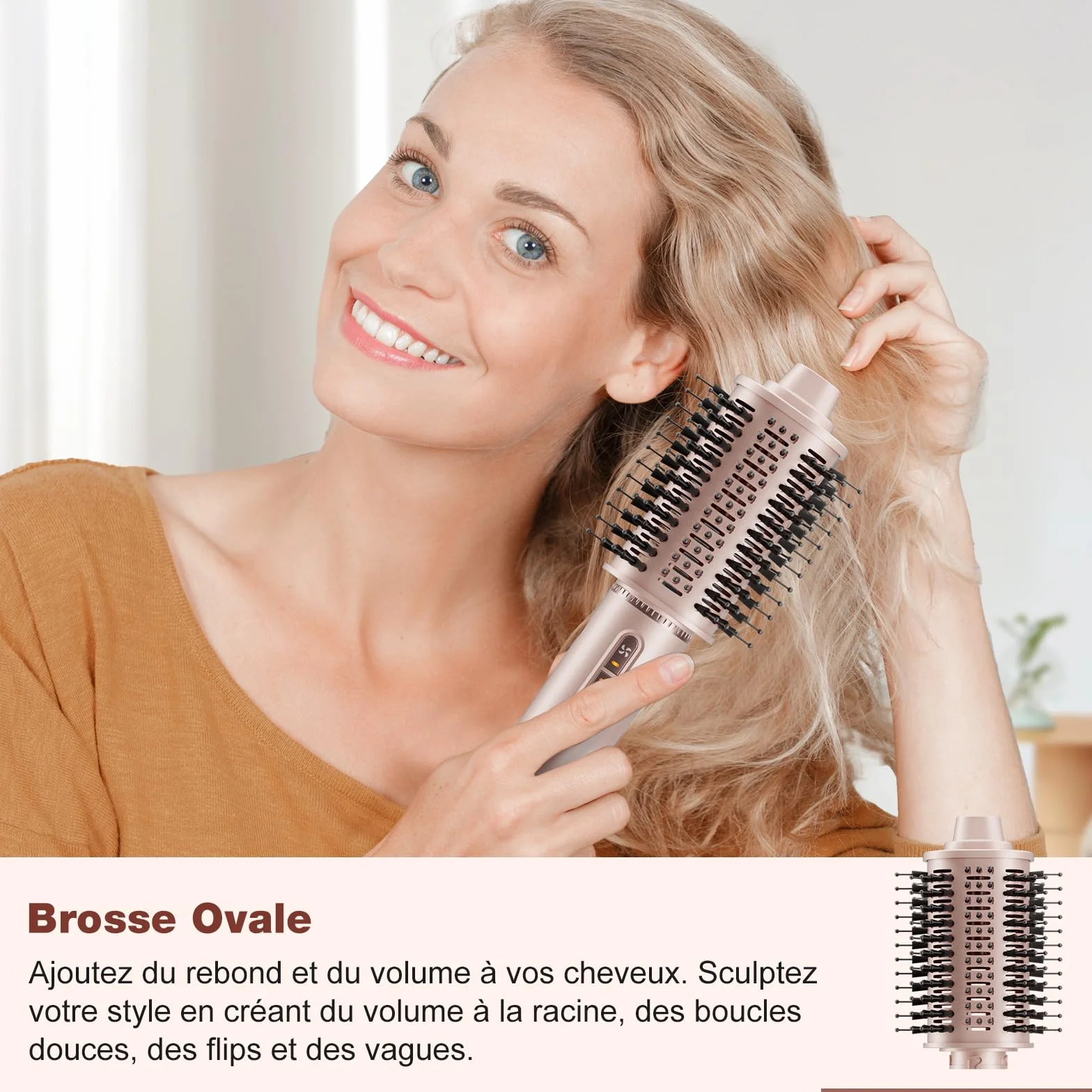 7MAGIC 7 en 1 Air Styler Sèche-cheveux Ionique Brosse Soufflante Lisseur Fer à Friser Automatique Ensemble Coiffure Multifonction avec Boîte Voyage