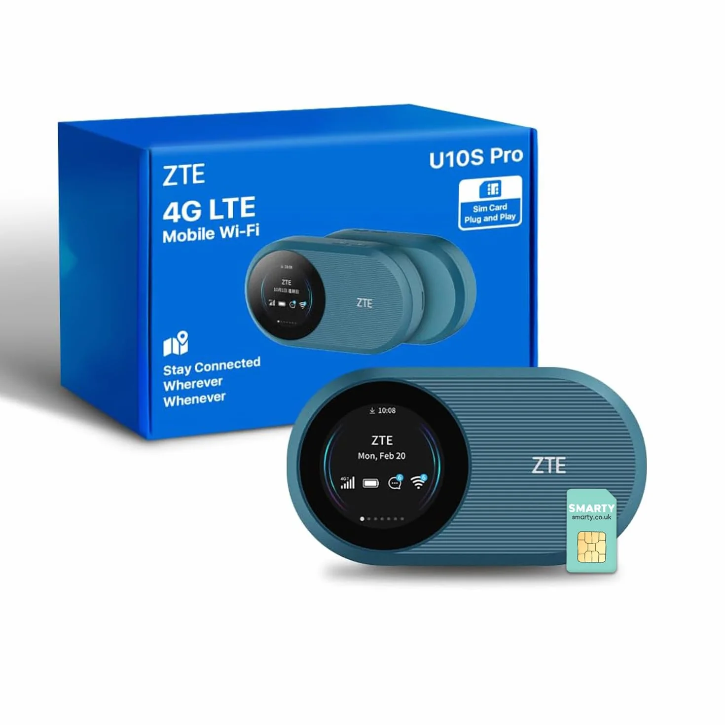 ZTE U10S Pro Blue 4G+LTE Mobile Wi-Fi 6 Portable débloqué connecte 32 appareils 3000 mAh autonomie 10 Heures
