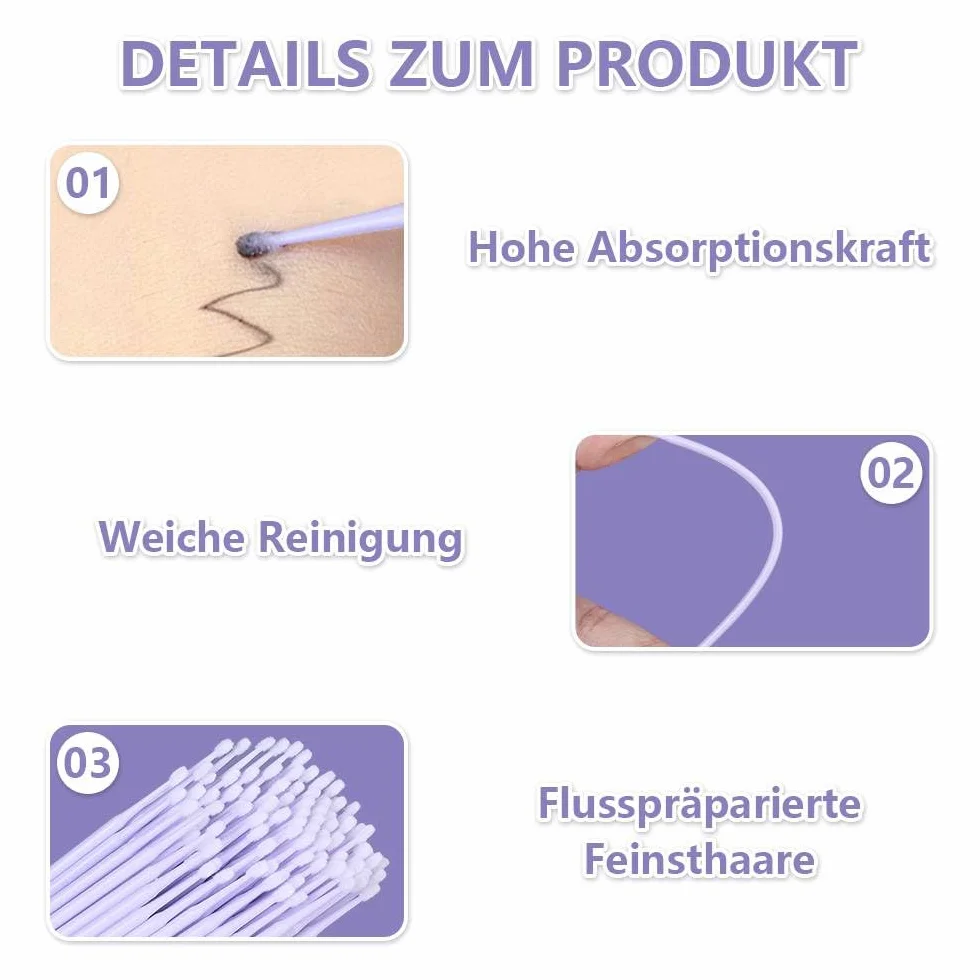 Dreamil Lot de 400 micro-pinceaux applicateurs jetables pour cils, mascara