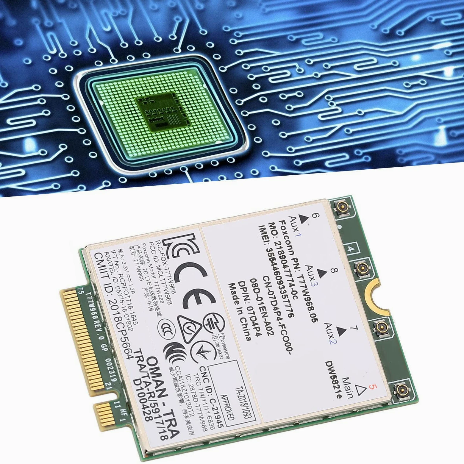 DW5821E 3G/4G/5G Carte adaptateur réseau pour PCI Express M.2 Spécification 3042 Type Key.B Slot pour PC, ordinateurs portables