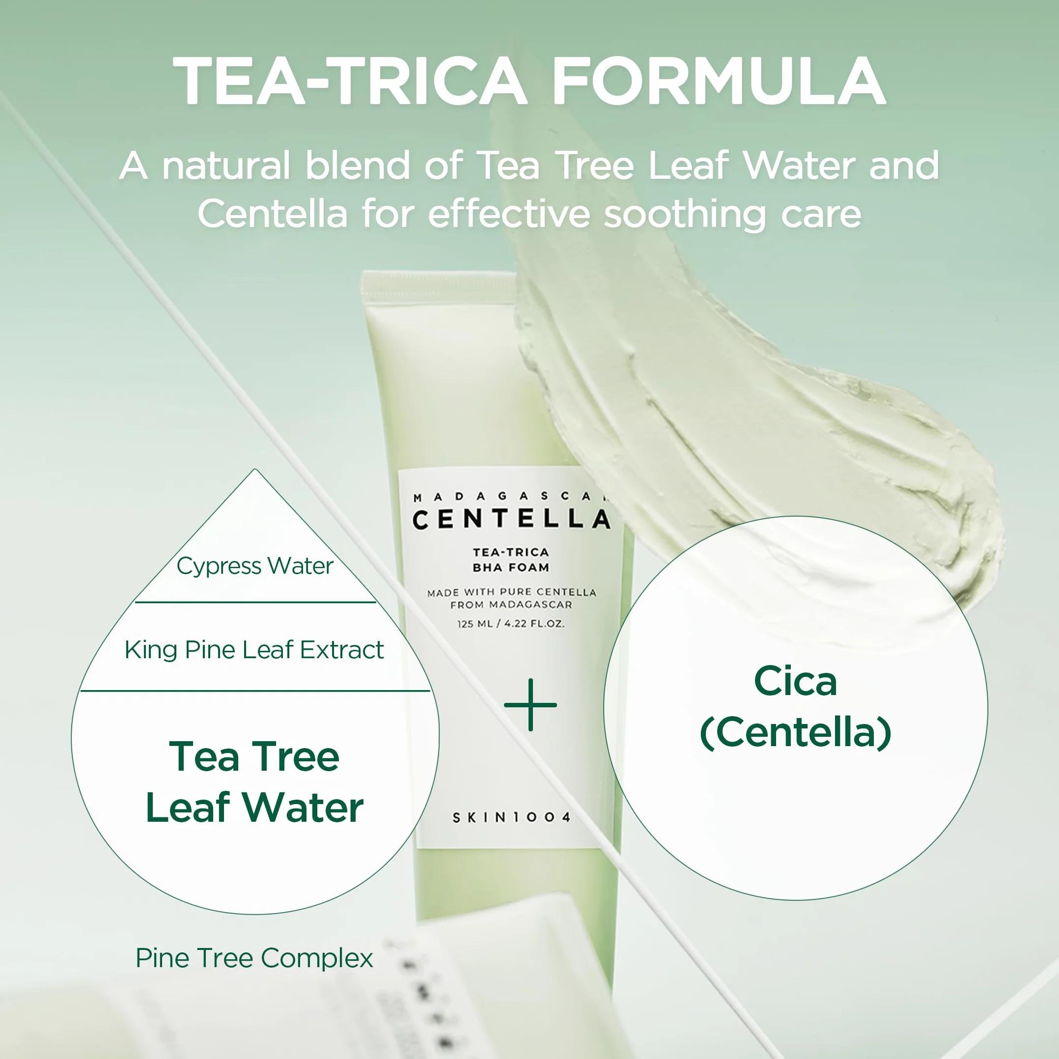 SKIN1004 Mousse BHA Centella Tea-Trica de Madagascar 125 ml Soin nettoyant professionnel