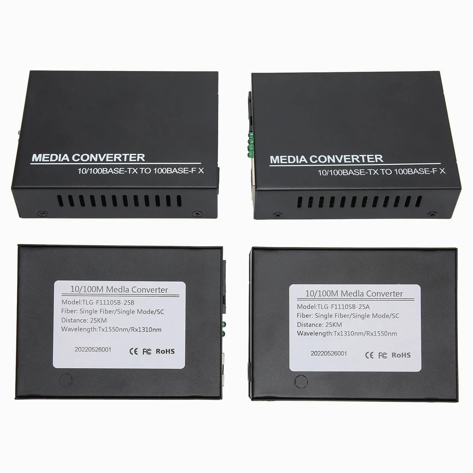 Convertisseur de Média Gigabit Ethernet, émetteur-récepteur Fibre Optique RJ45 vers SC, Convertisseur de Média Ethernet Fibre Optique Monomode A/B RX1310 TX1550nm avec Port Fibre SC/UTP