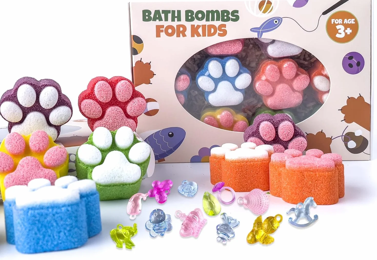 Bombe de bain pour enfants avec jouet surprise 12 pièces artisanales cristaux étincelants kit cadeau SPA Noël anniversaire