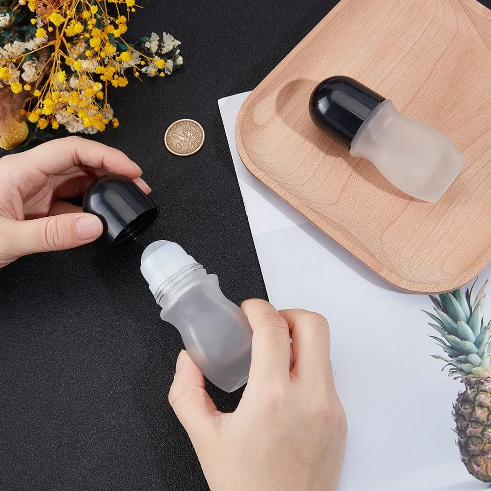 GORGECRAFT 2 Flacon Roller en Verre Dépoli 30 ML Vide Réutilisable pour Huiles Essentielles
