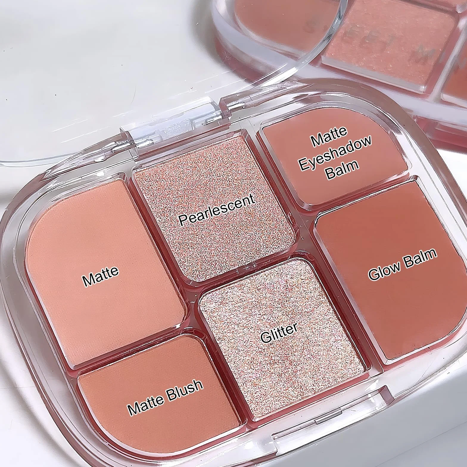 Palette de Fards à Paupières Rose 6 Couleurs, Teintes Pailletées et Mattes Hautement Pigmentées
