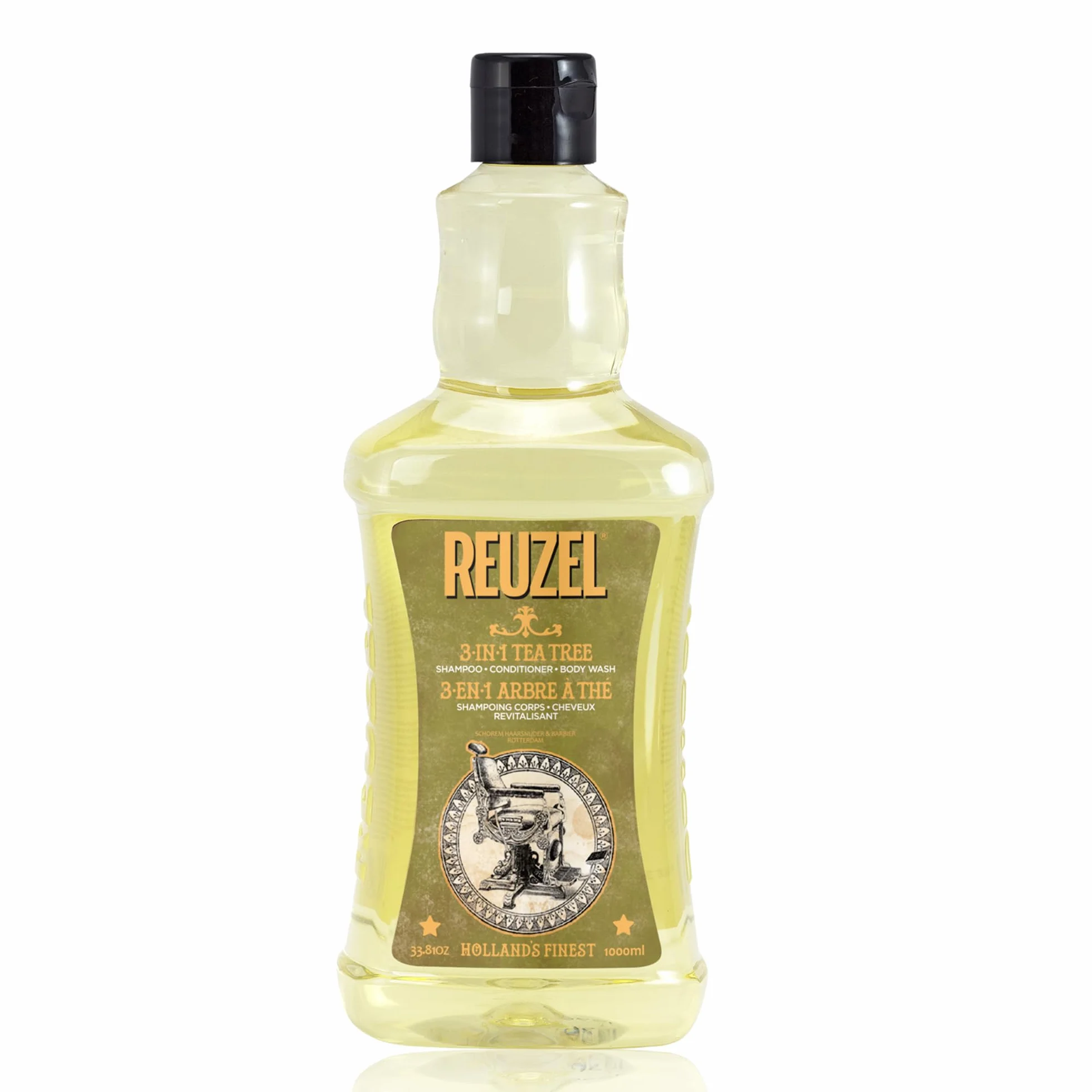 Reuzel 3-In-1 Tea Tree Shampoo 1000 ml - Cleanses Hair and Body - Soothes and Moisturizes Scalp Care