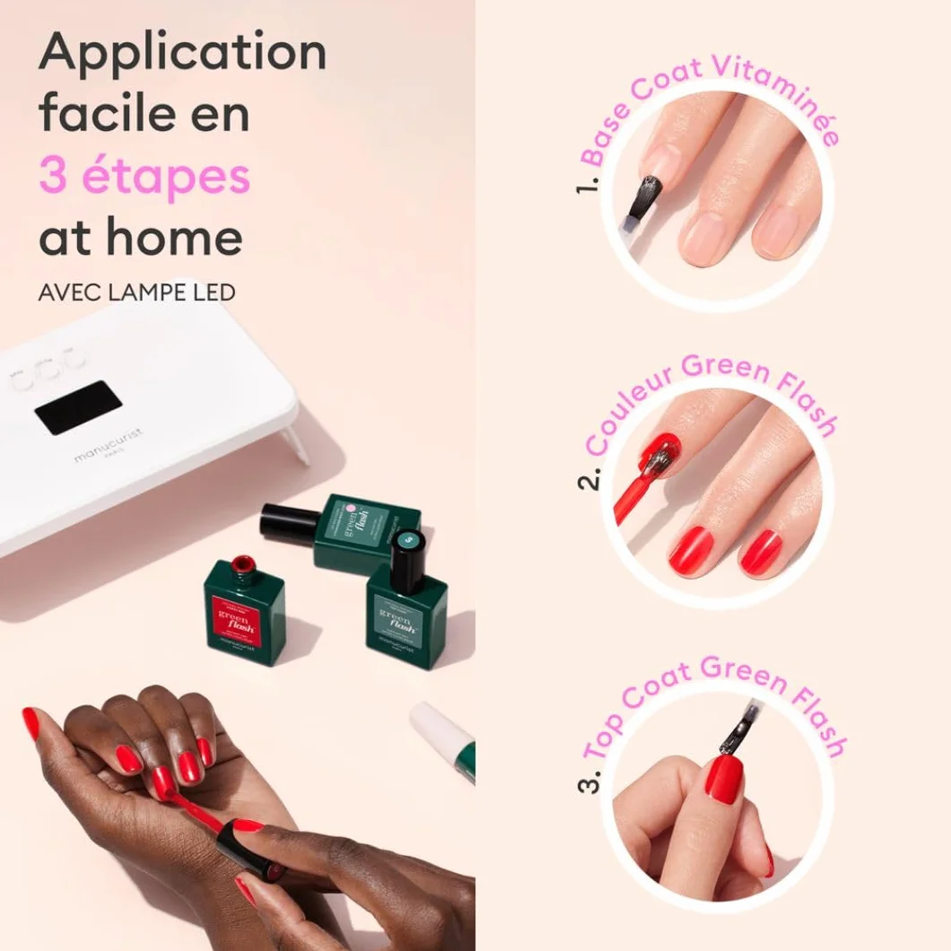 Manucurist Base Coat Vitaminée Green Flash™ - Base Coat Vernis Semi Permanent Gel Ongle 15 ml 12-Free Fabriqué en France