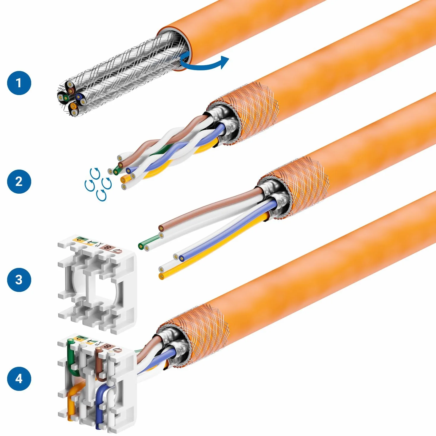 deleyCON 4x CAT6a Keystone Jack Module Avec 4x 2-Port Adaptateur Pour Profilé Chapeau Comme Set Métal STP Blindage RJ45 Femelle 10 Gbit/s Réseau Montage Snap-In Pour Profilés Chapeau 35mm
