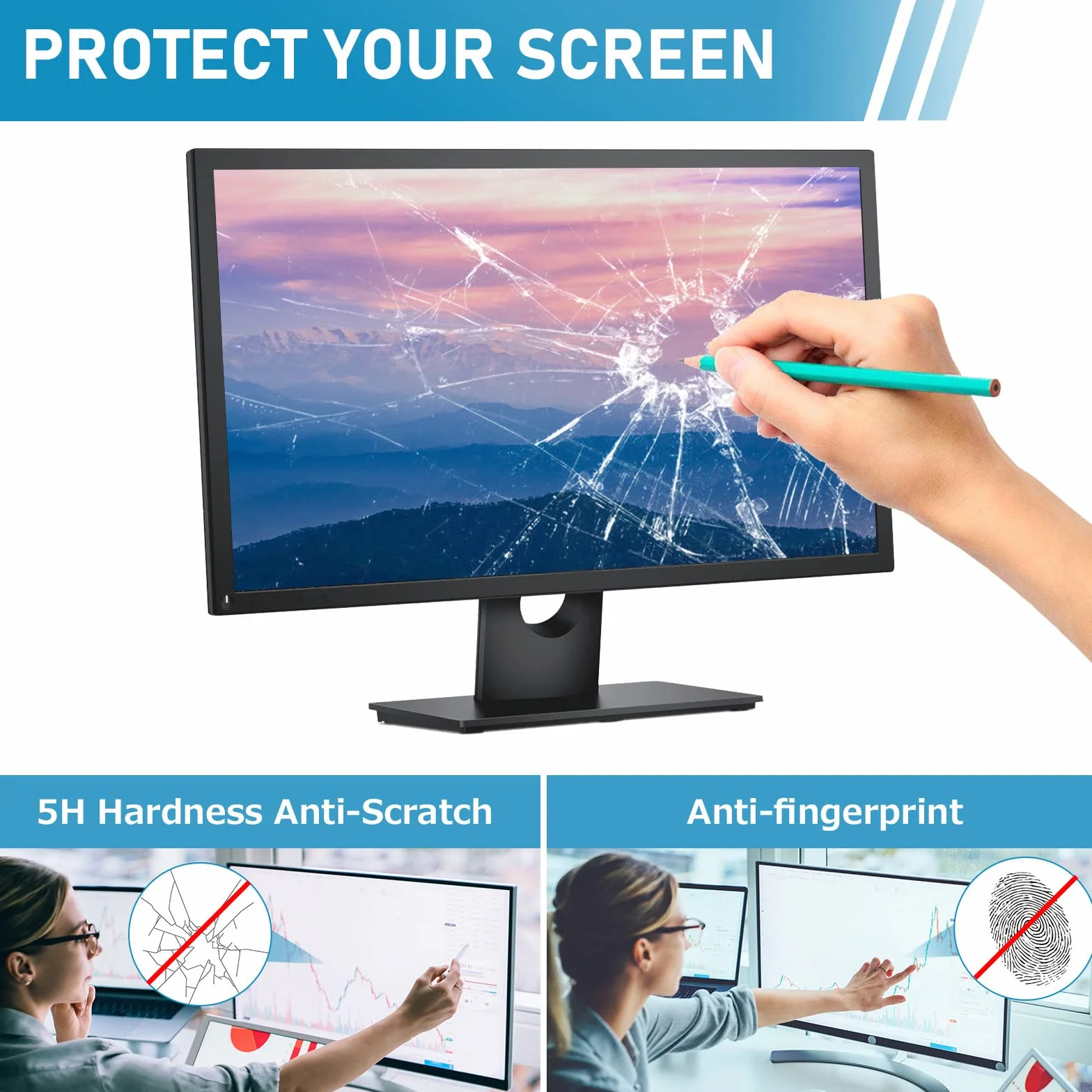SOPPY Film de protection d'écran anti-lumière bleue 24 pouces anti-UV anti-éblouissement (16:9)