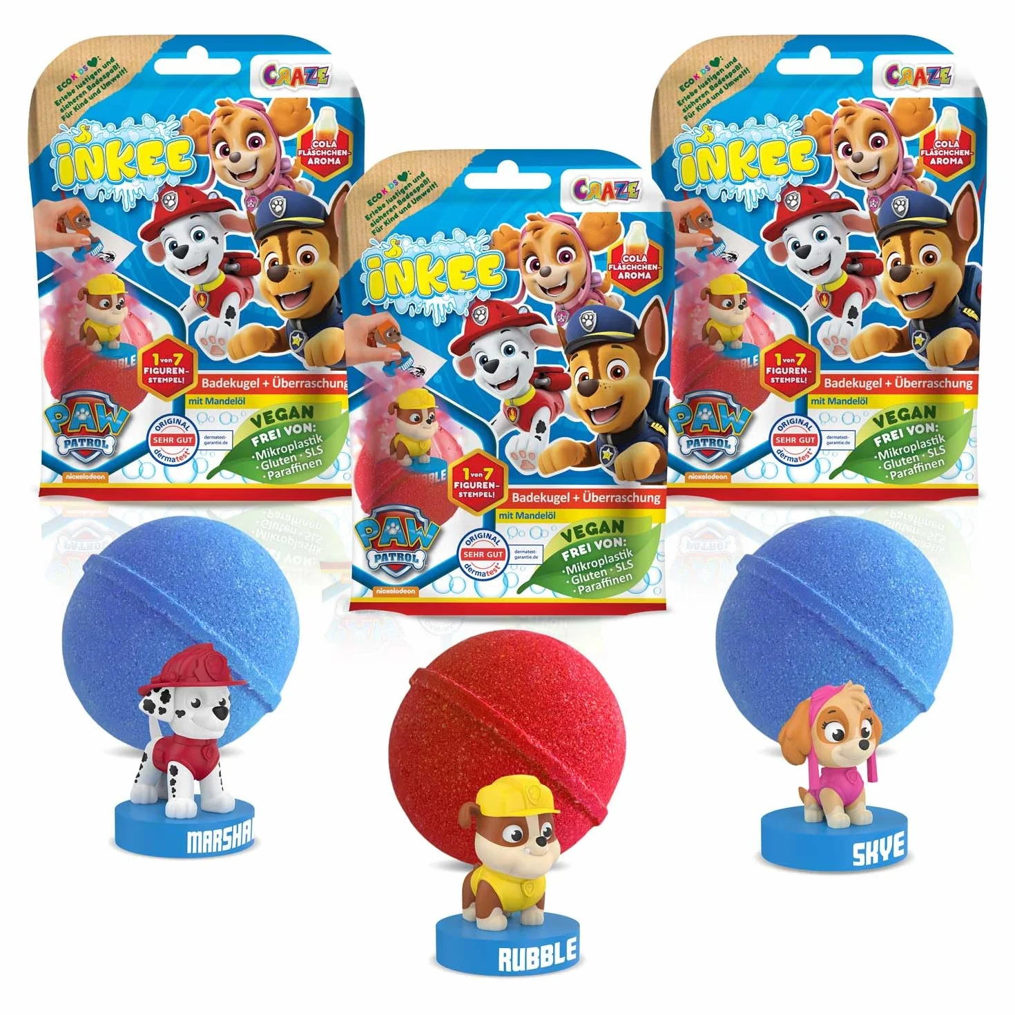 CRAZE INKEE PAT PATROUILLE Bombes de bain enfant 3x Boules de bain avec jouet Cola