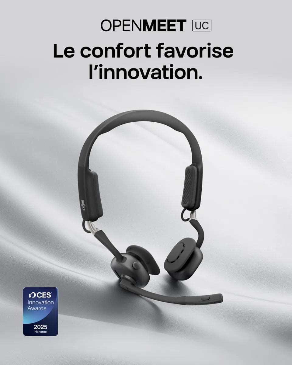 SHOKZ OpenMeet Casque à Conduction osseuse, autonomie 15 h d’autonomie