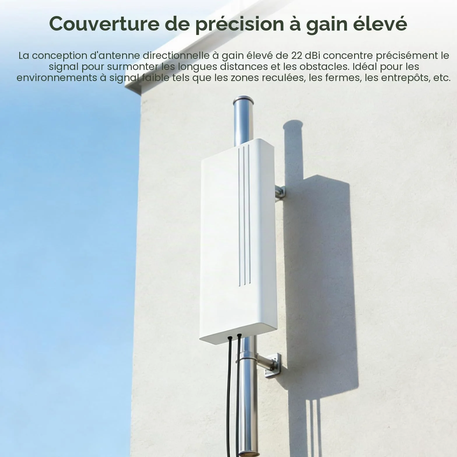 Antenne Extérieure 5G 22dBi, 600-6000MHz Directionnelle, 4G Antenne WiFi Dual-Polarisation LTE Antenne Mimo Exterieur Antenne SMA / 2 x TS9, pour Routeur 4G 5G,2 x Câble 10m Faible Perte