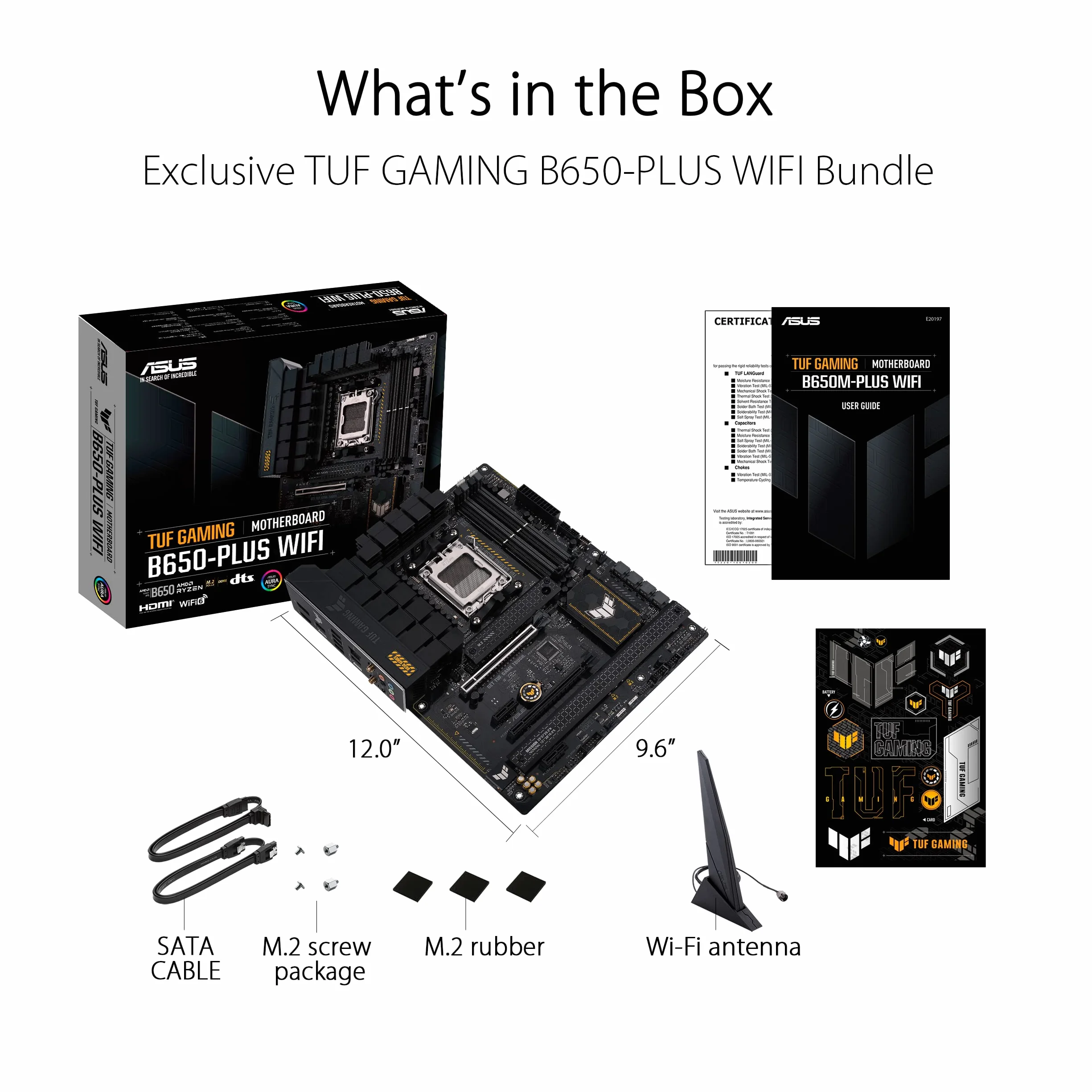 ASUS TUF Gaming B650-PLUS WiFi AMD B650 AM5 Ryzen™ Desktop 9000 8000 et 7000 ATX, 14 Niveaux d'alimentation, PCIe® 5.0 M.2, mémoire DDR5, WiFi 6 et Ethernet 2,5 Go, Prise en Charge USB 4® Aura Sync