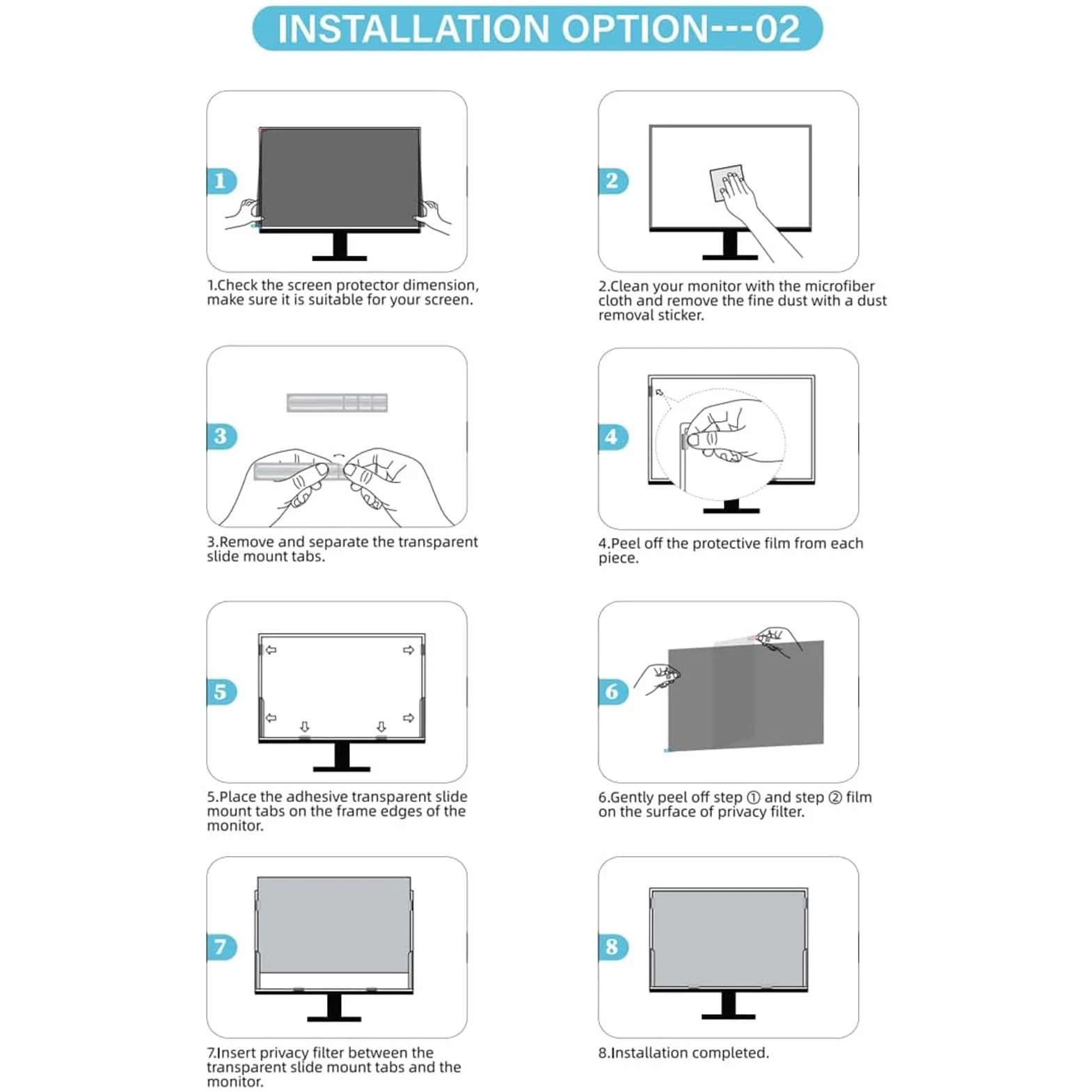 SEAFRONT Filtre de confidentialité pour Ordinateur Portable, 5 Ensembles avec Bandes Adhésives et Onglets de Support Coulissants