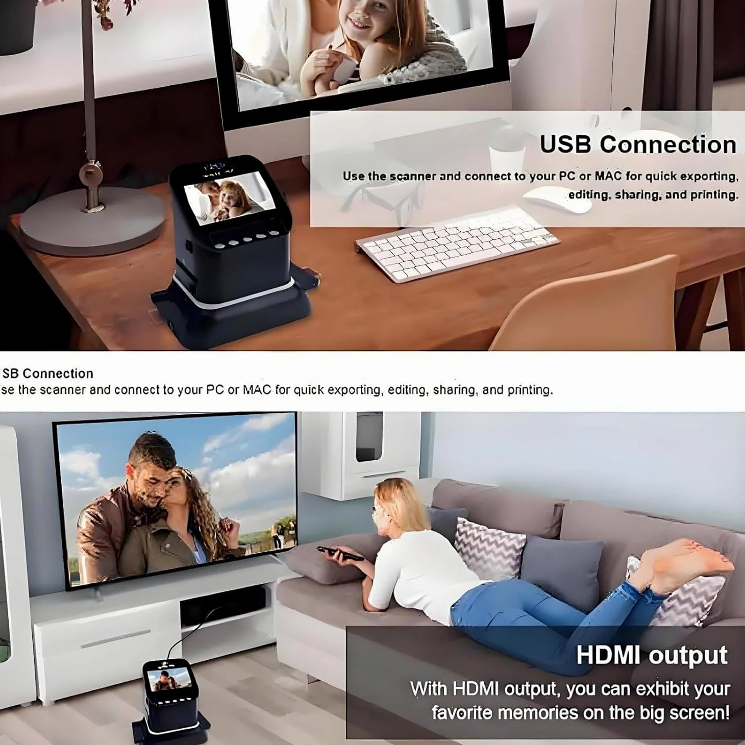 Scanner de films et diapositives numériques, 120, 126, 127, 135, visionneuse de diapositives haute résolution 22 MP, conversion de films et diapositives 35 mm en JPEG numérique, aucun ordinateur