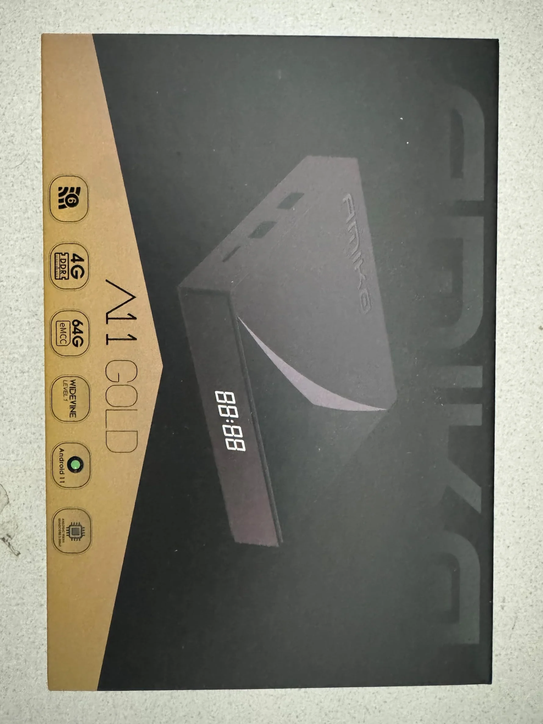Amiko A11 Gold 4K UHD Android 11 WiFi Dual Band 100 Gigabit Bluetooth 5.2 USB 3.0 Widevine