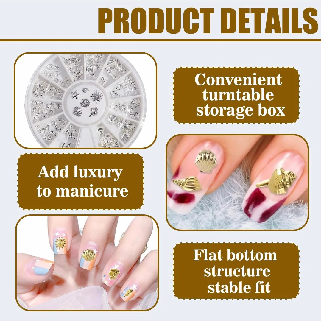 Bijoux Ongles Nail Art Decoration Or Argent 2 Sets