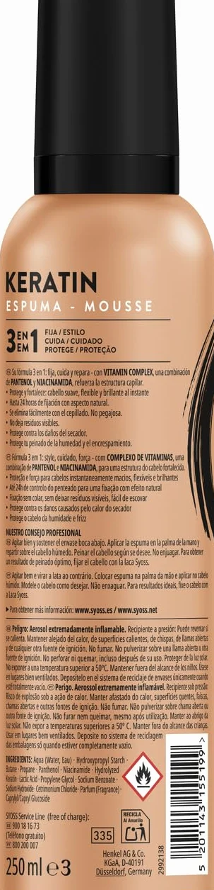 Syoss Keratin Mousse souple et brillante 250 ml