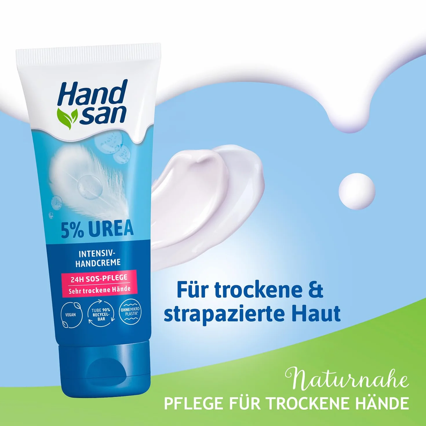 Handsan Urea Crème intense pour les mains 5% urée 90 ml hydratante absorption rapide