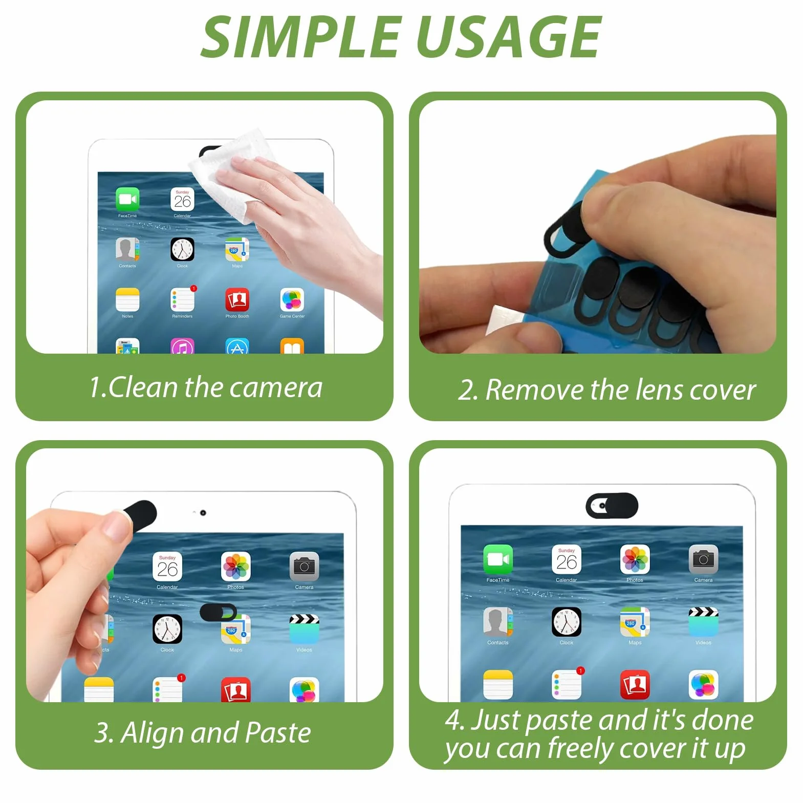 Cache Webcam Ultra-Fin Lot de 50 pour Ordinateur Portable Tablette Smartphone PC Noir