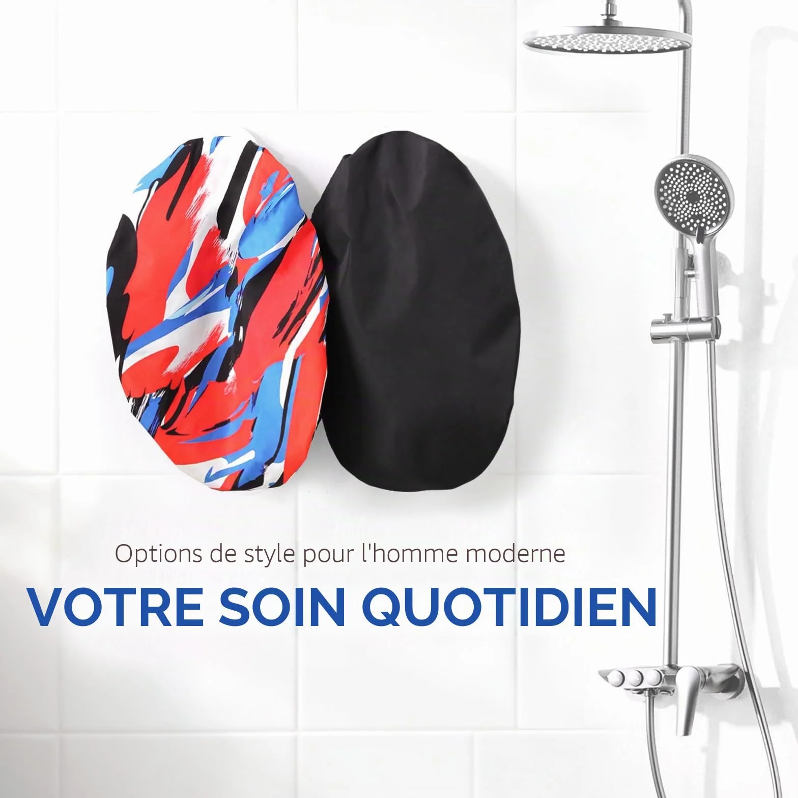 Bonnet de douche imperméable réutilisable double couche homme XL voyage cheveux longs bouclés