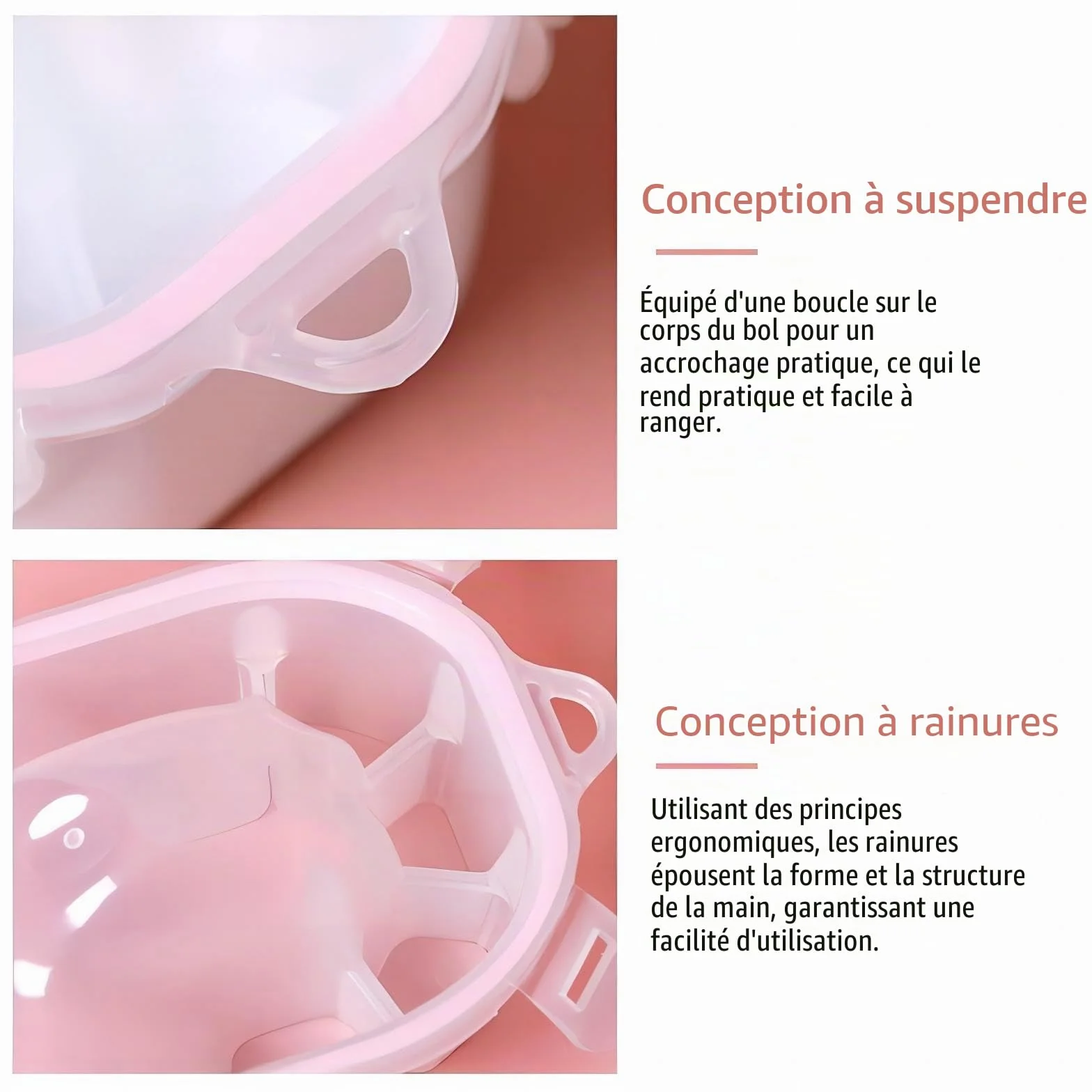 Lot de 2 bols de trempage pour ongles - Rose - Pour nail art, manucure, spa