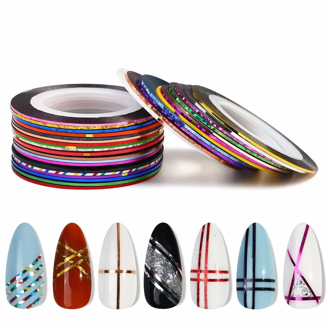 30 Couleurs Nail Art Stripes Sticker Autocollant Fil Striping Tape Bande Manucure Rouleau à Ongles Ruban DIY