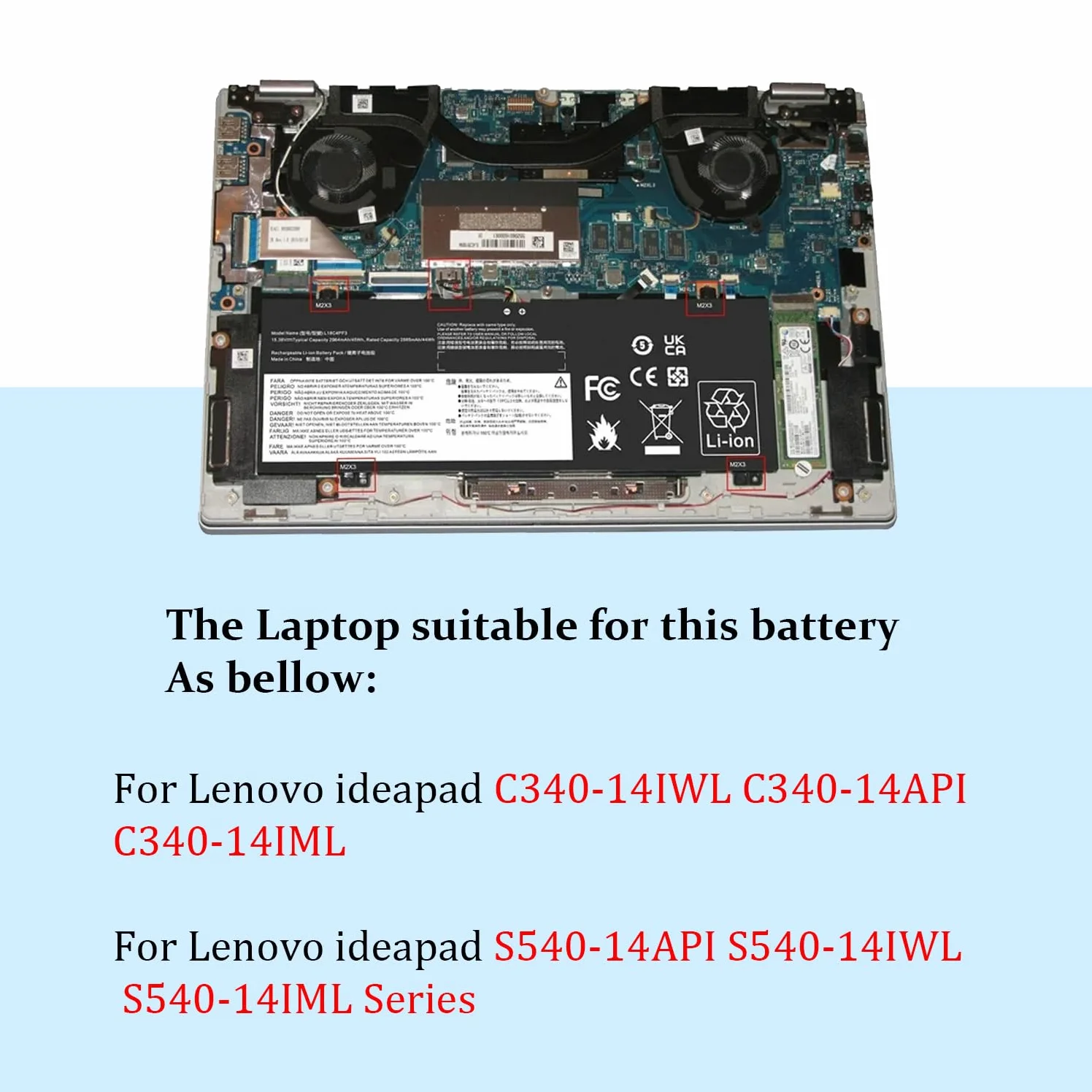 Batterie pour Lenovo ideapad C340-14IWL C340-14API C340-14IML L18C4PF3