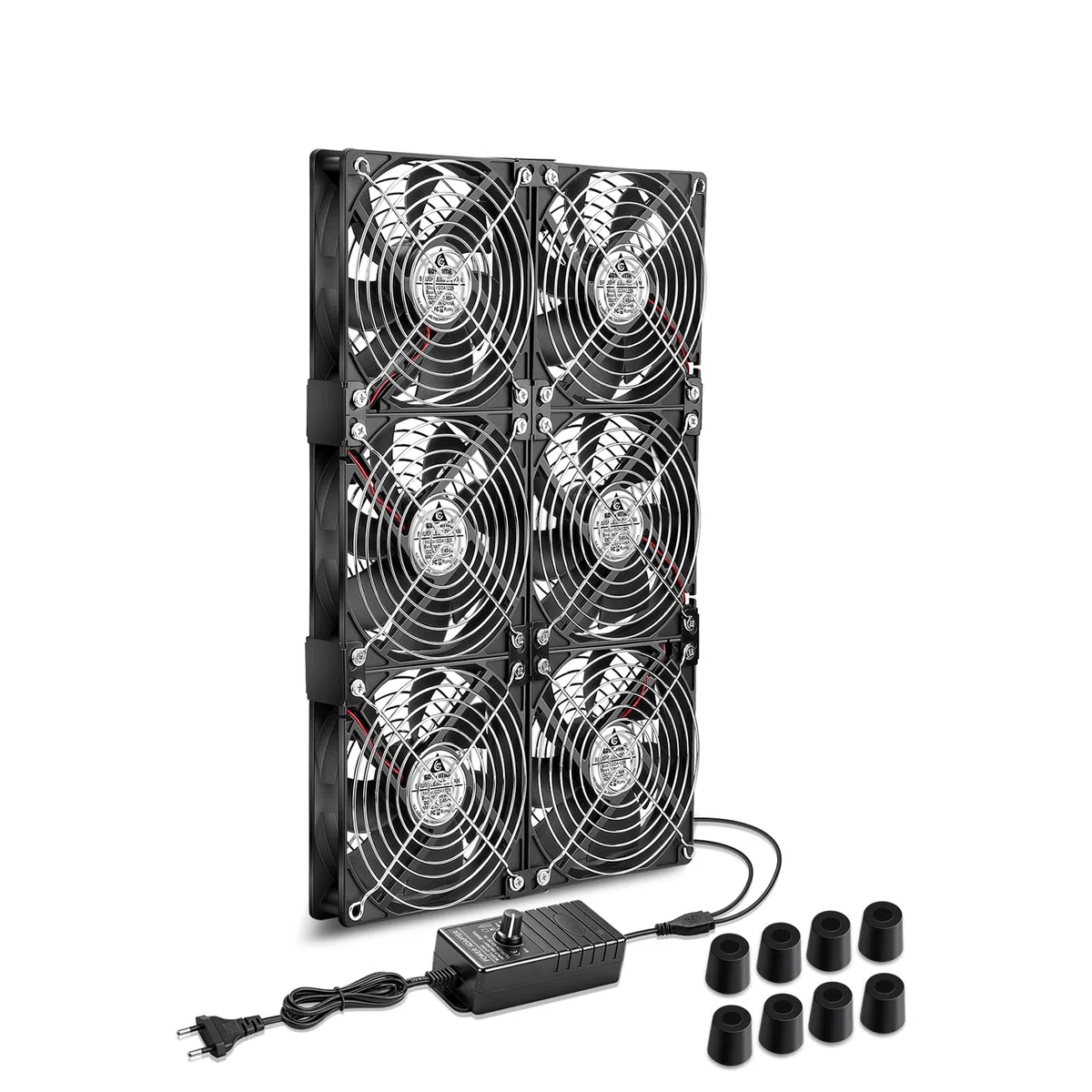 GDSTIME Lot de 6 ventilateurs 120 mm 230 V Dual 360 mm 220 V Ventilateur PC 3000 tr/min CC 4 V-12 V Vitesse réglable pour serveur d'ordinateur Serre