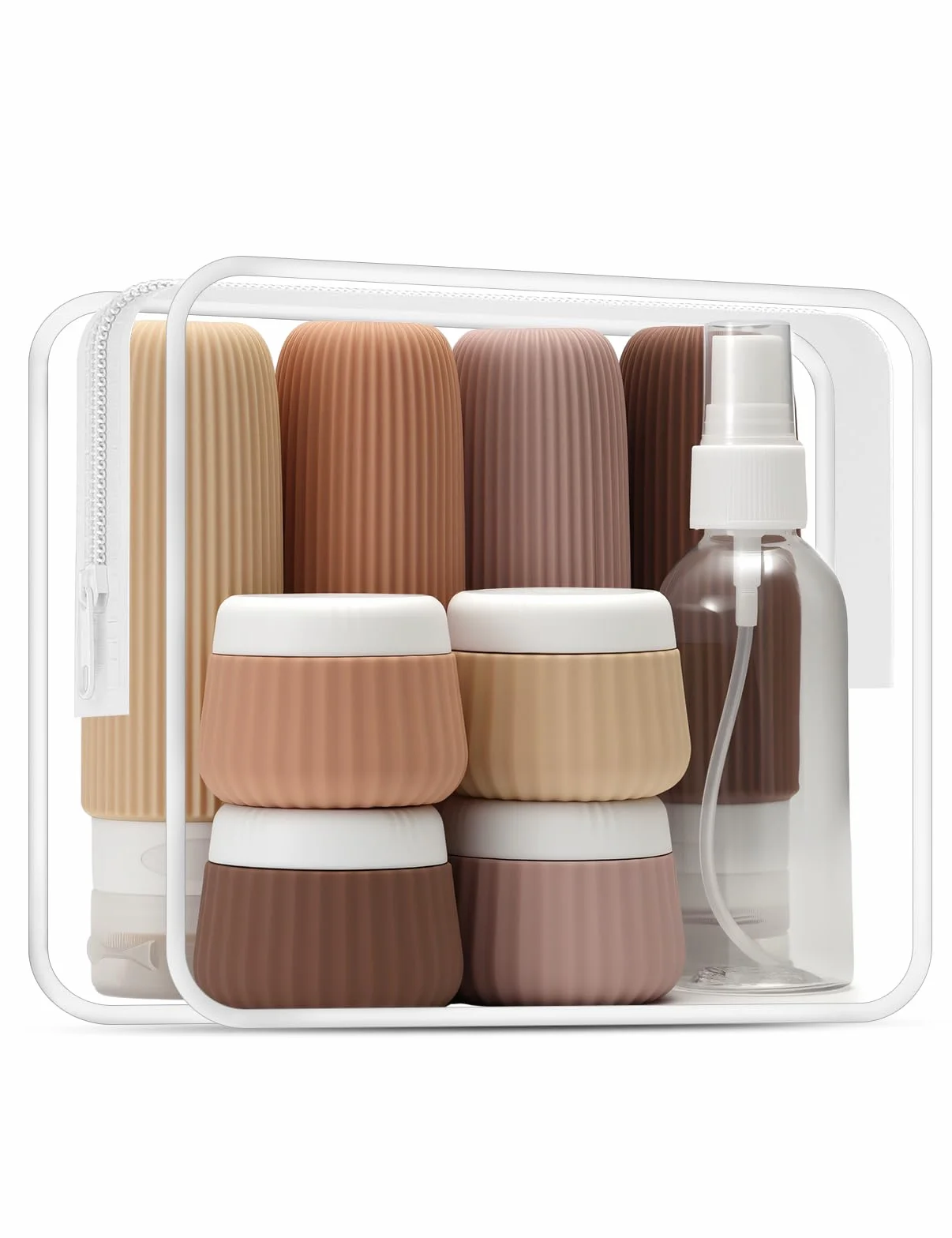 Lot de 9 Flacons Voyage 90ml 30ml Silicone Kit Toilette Étanche Trousse Accessoires Avion Red Soil