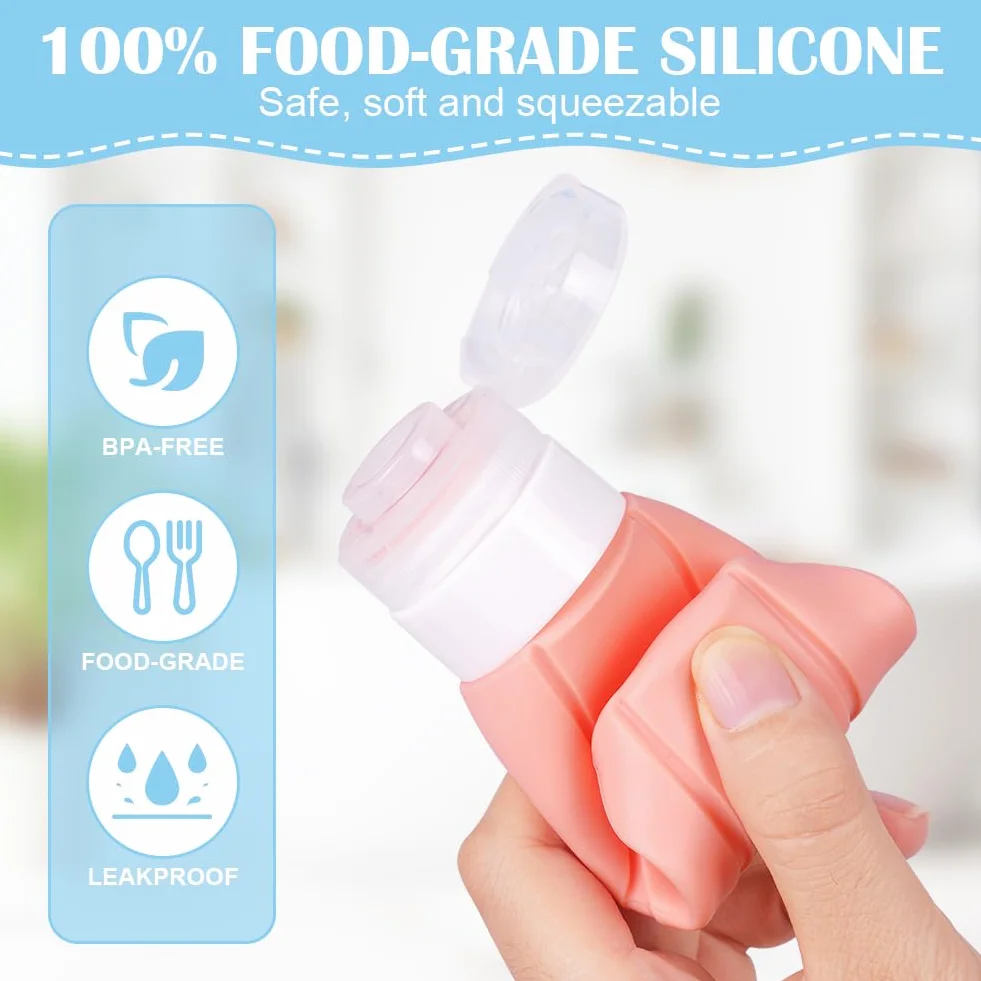 Flacons de Voyage Avion 4PCS 100ml Silicone Étanches Kit Toilette Vide pour Shampooing Lotion Gel Douche