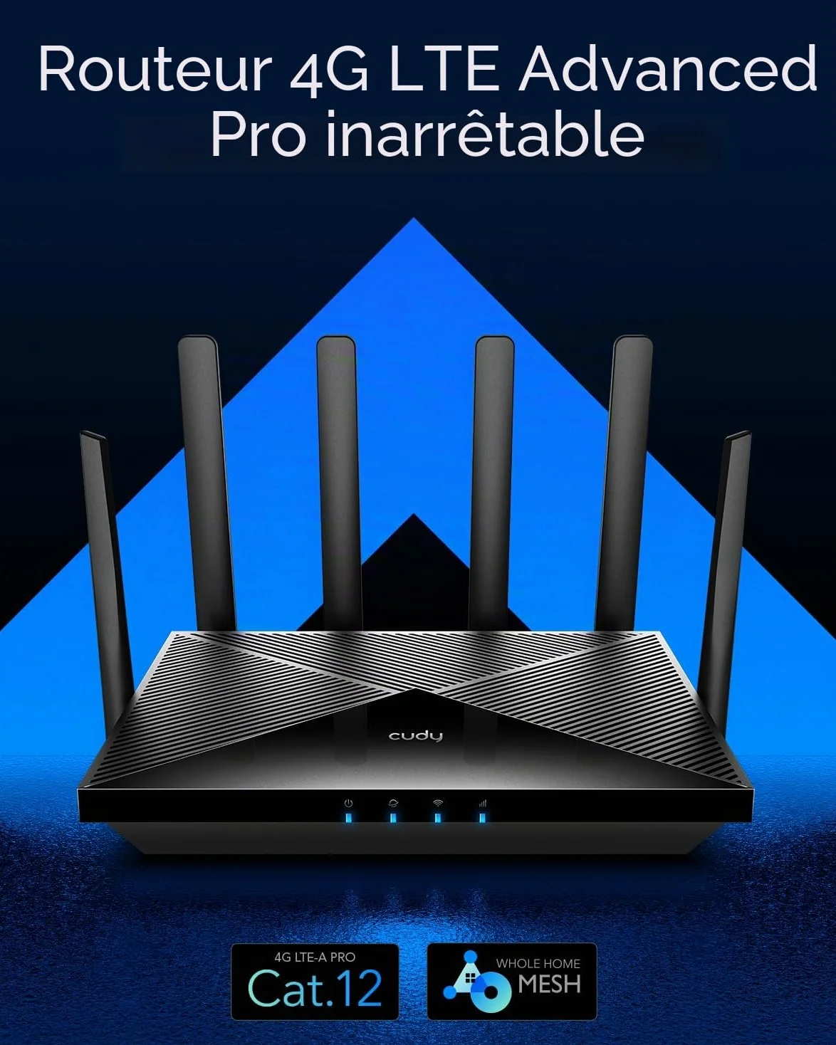 Cudy Routeur WiFi 4G LTE Cat 12, routeur Modem LTE, routeur cellulaire Double SIM 4G, Wi-FI Double Bande AC1200, 4 Ports Gigabit, OpenVPN, WireGuard, Verrouillage de Bande, TTL, à la Commande, LT12