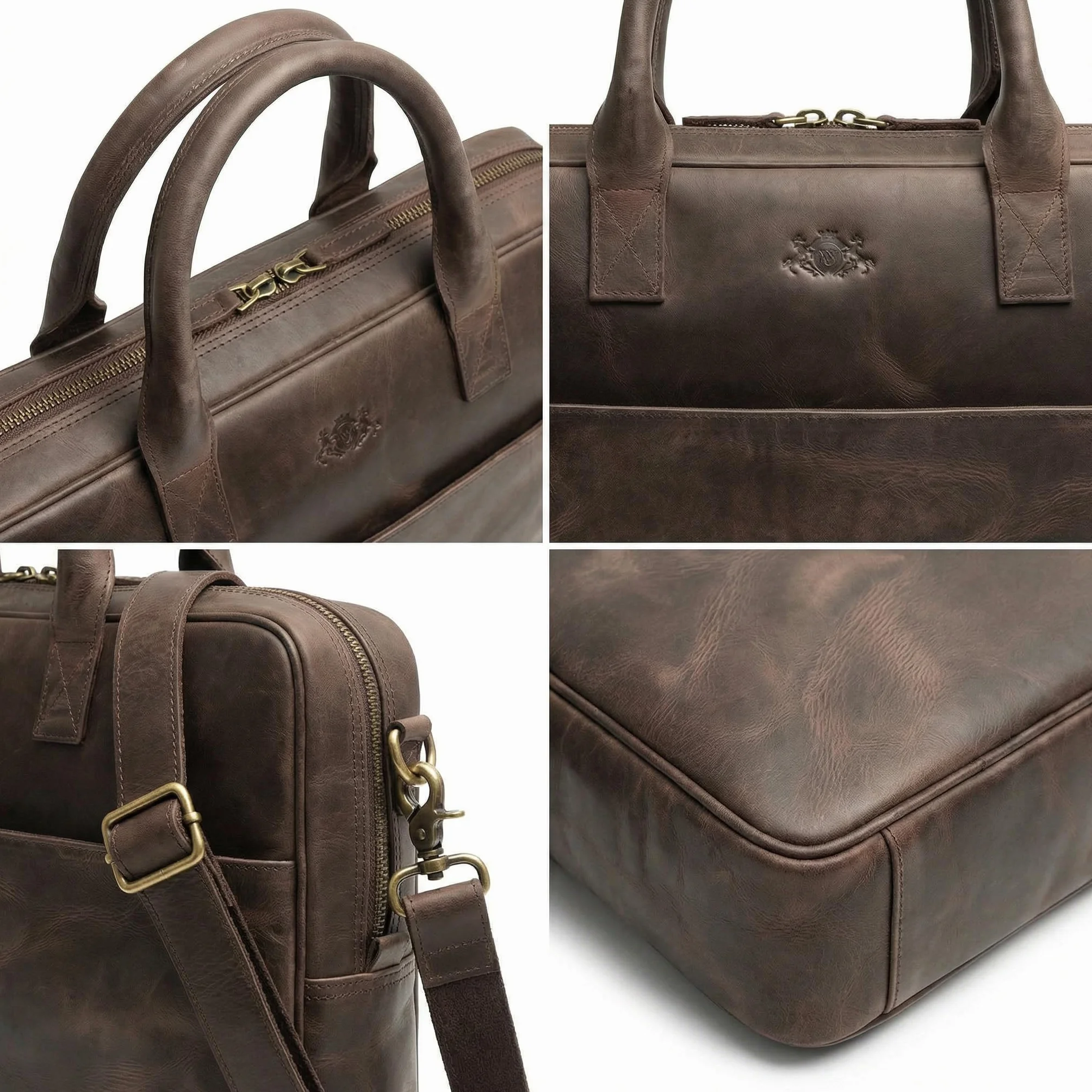 SID & VAIN Sac Ordinateur Portable Cuir véritable 15 Pouces Aden Mallette Professionnelle bandoulière Grand pour Hommes Serviette de Travail Etudiante Marron