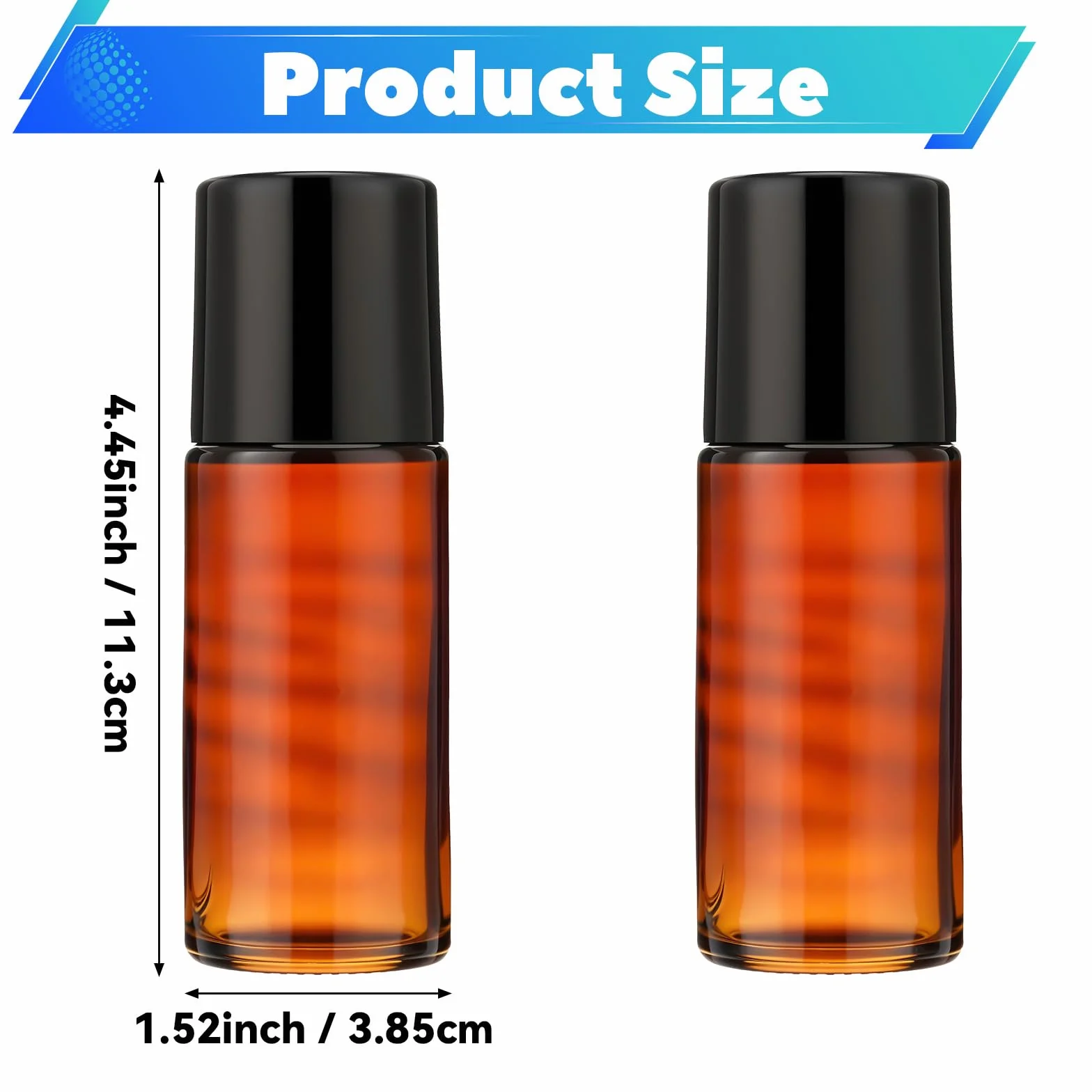 Lot de 2 flacons roll-on en verre rechargeables 50 ml pour huiles essentielles parfums cosmétiques