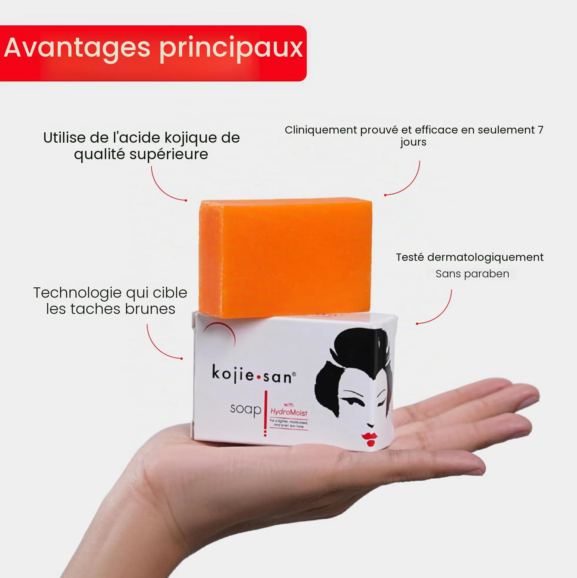 Kojie San Peau Éclairage Savon 65 g Lot de 3